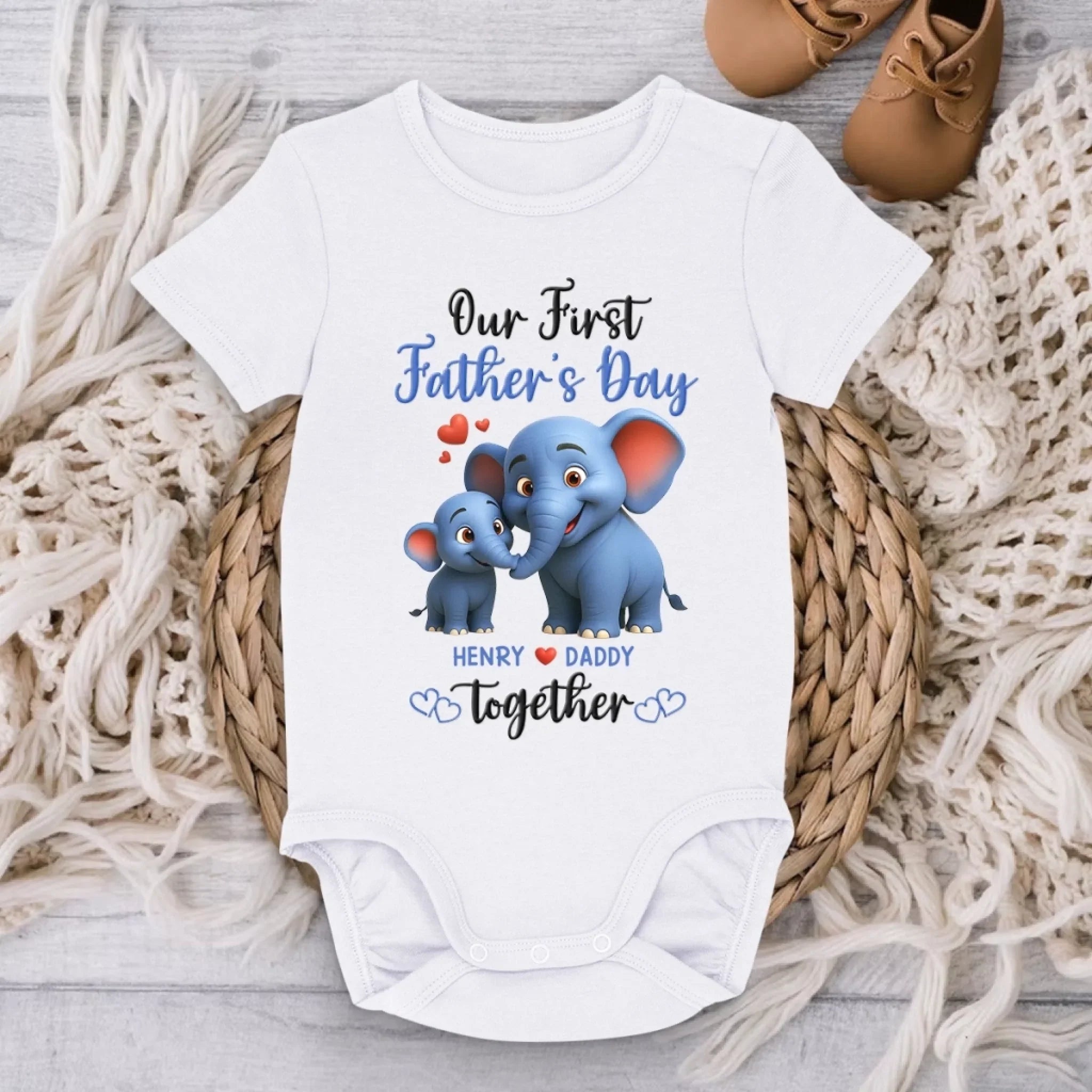 Forever Your Little Elephant - Family Personalized Custom Baby Onesie - Father's Day, Baby Shower Gift, Gift For First Dad, Baby Kids, Newborn