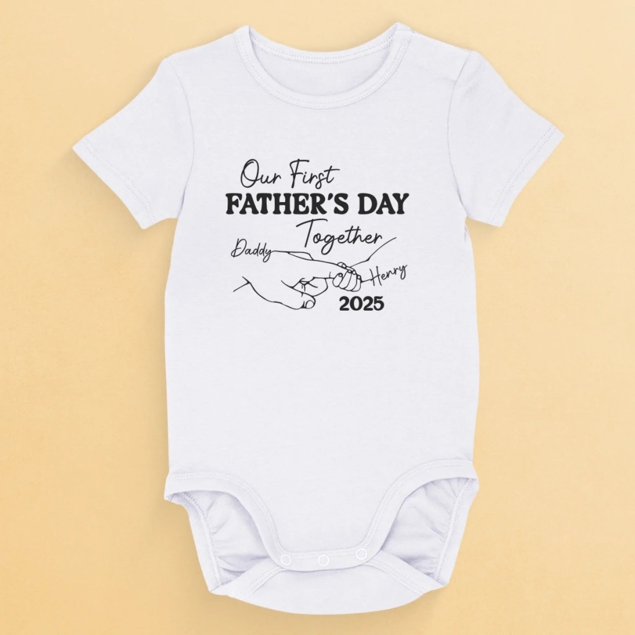 Our First Steps Together - Family Personalized Custom Baby Onesie - Father's Day, Baby Shower Gift, Gift For First Dad, Baby Kids, Newborn