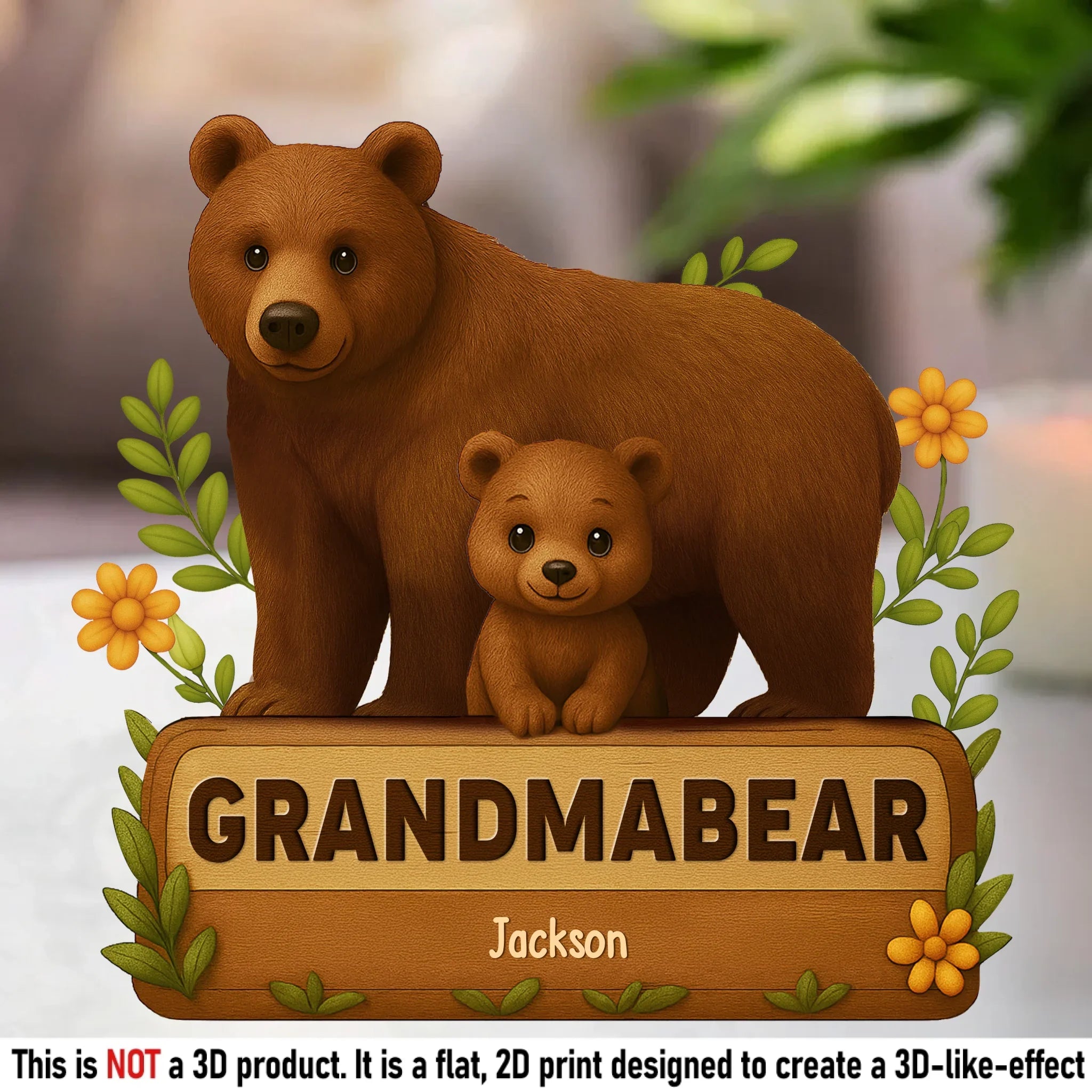 Grandma Bear, Our Forever Protector - Family Personalized Custom Acrylic Plaque Custom Shape - Mother's Day, Gift For Mom, Grandma
