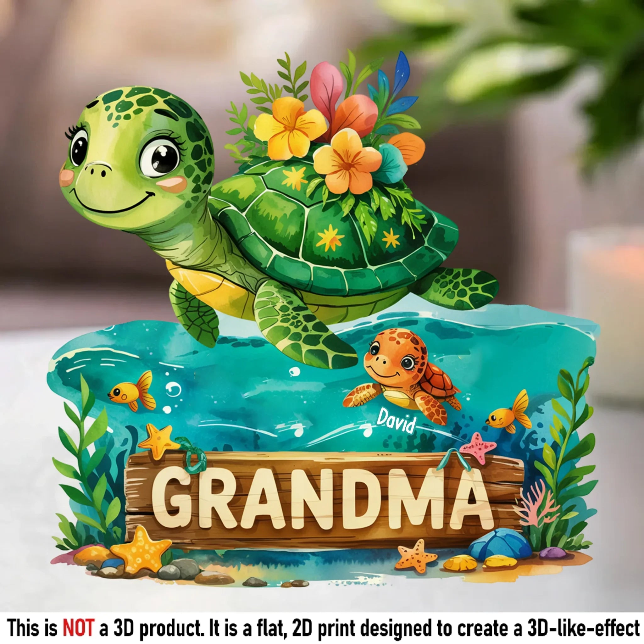 Swimming Through Life With Grandma’s Love - Family Personalized Custom Acrylic Plaque Custom Shape - Mother's Day, Gift For Mom, Grandma