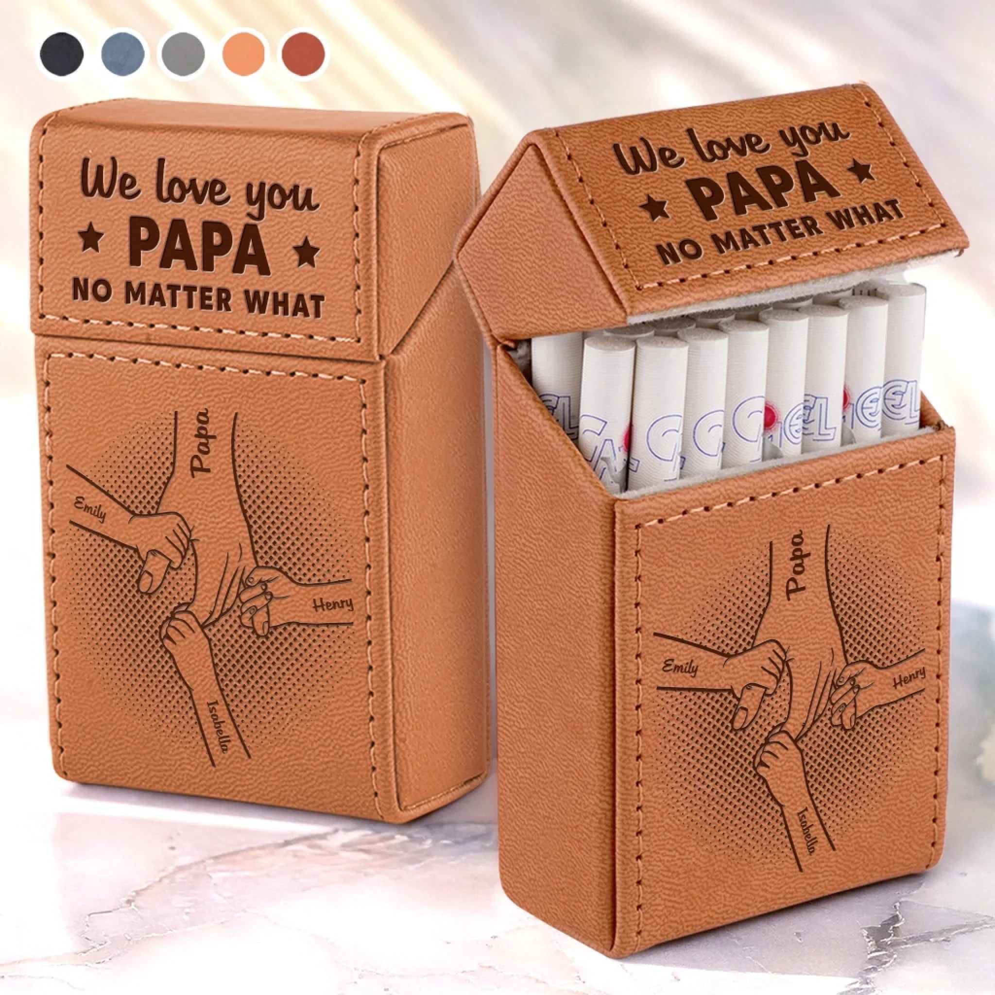 Love You Every Day Dad - Family Personalized Custom Leather Cigarette Case - Father's Day, Gift For Dad, Grandpa