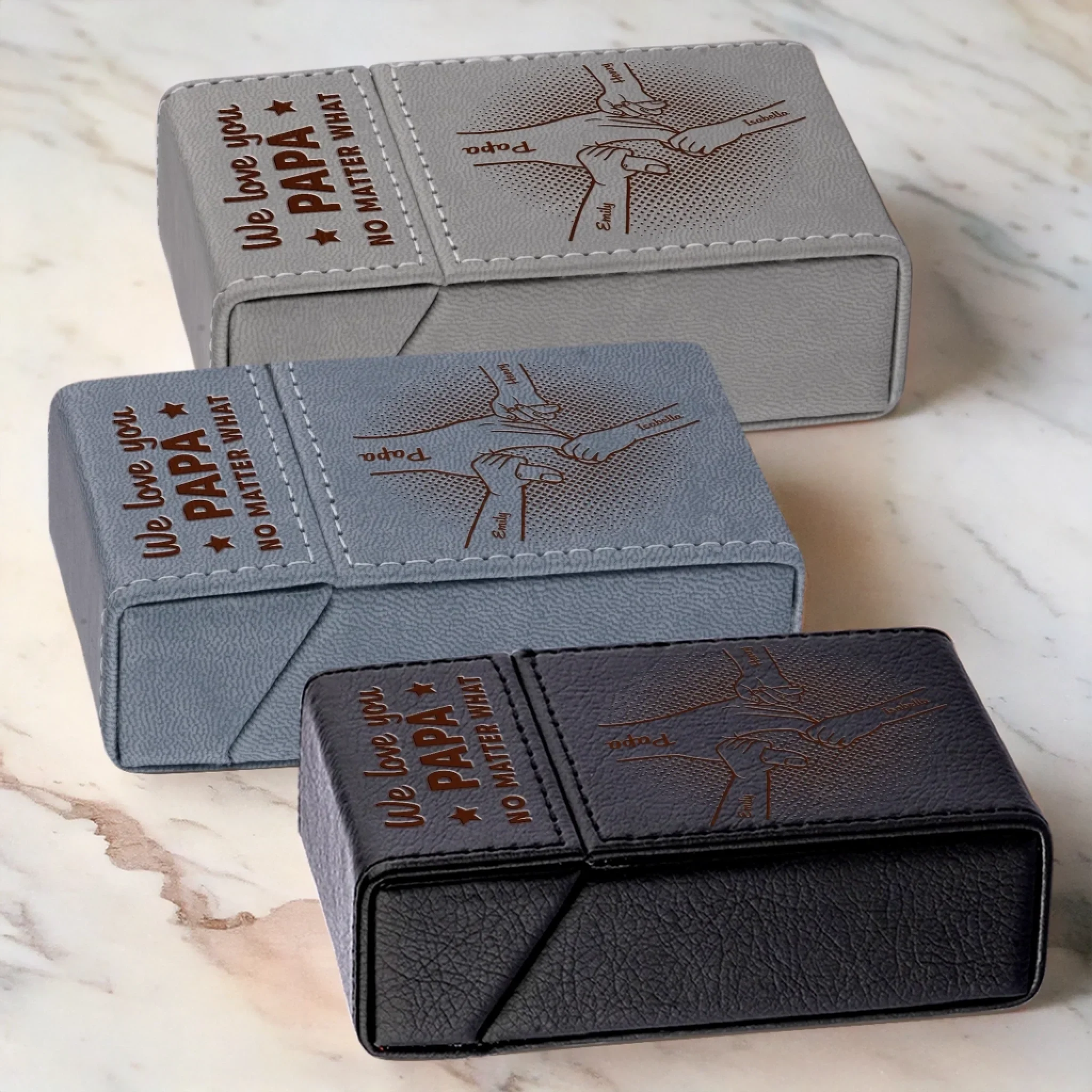 Love You Every Day Dad - Family Personalized Custom Leather Cigarette Case - Father's Day, Gift For Dad, Grandpa
