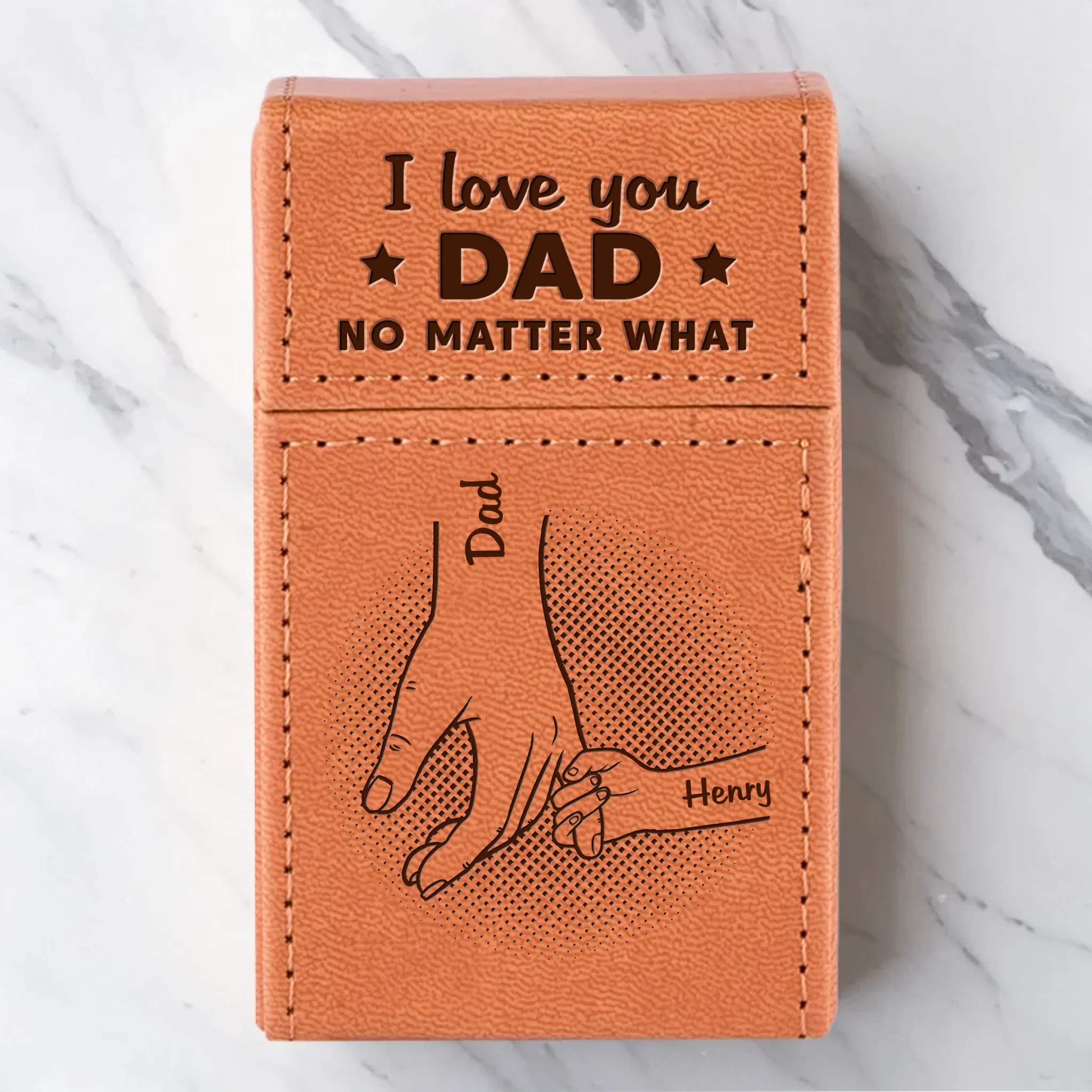 Love You Every Day Dad - Family Personalized Custom Leather Cigarette Case - Father's Day, Gift For Dad, Grandpa