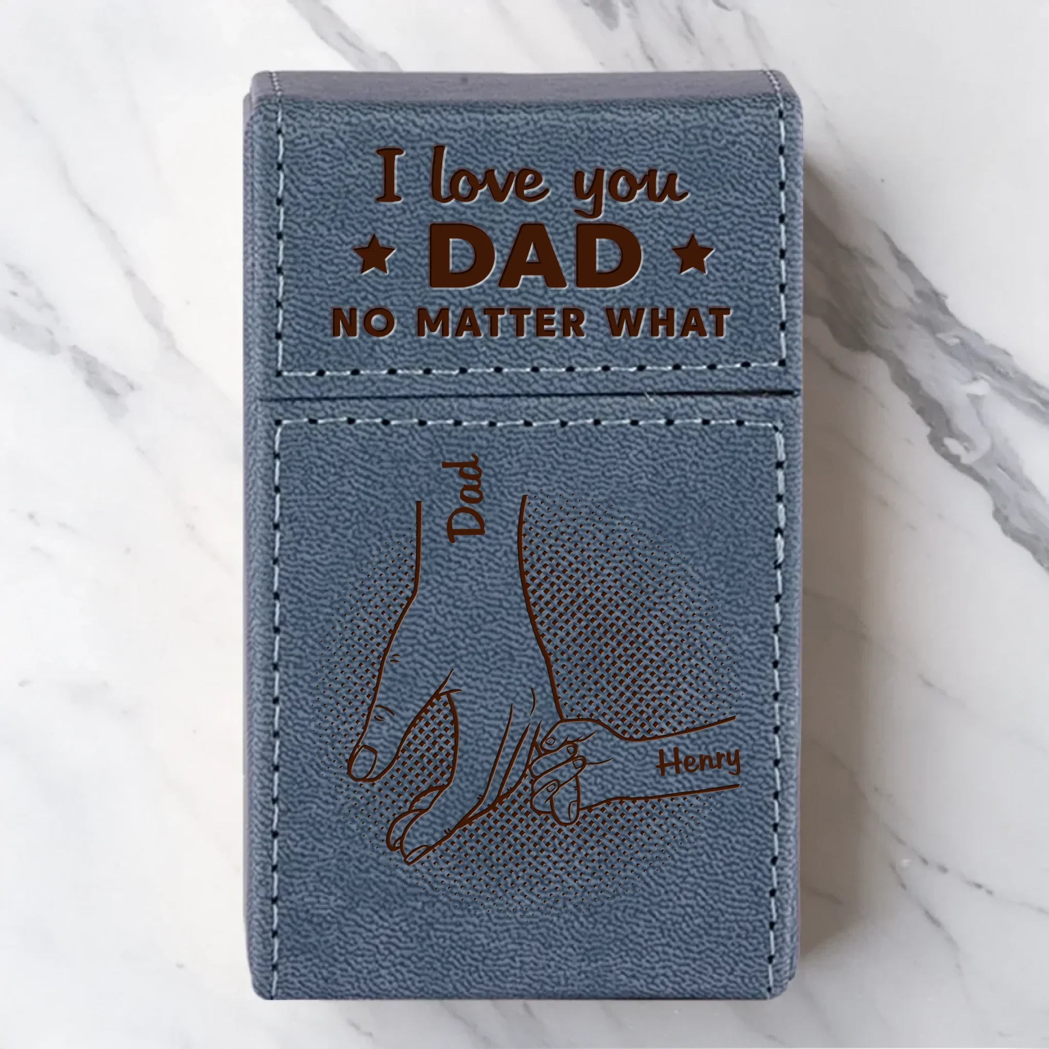 Love You Every Day Dad - Family Personalized Custom Leather Cigarette Case - Father's Day, Gift For Dad, Grandpa