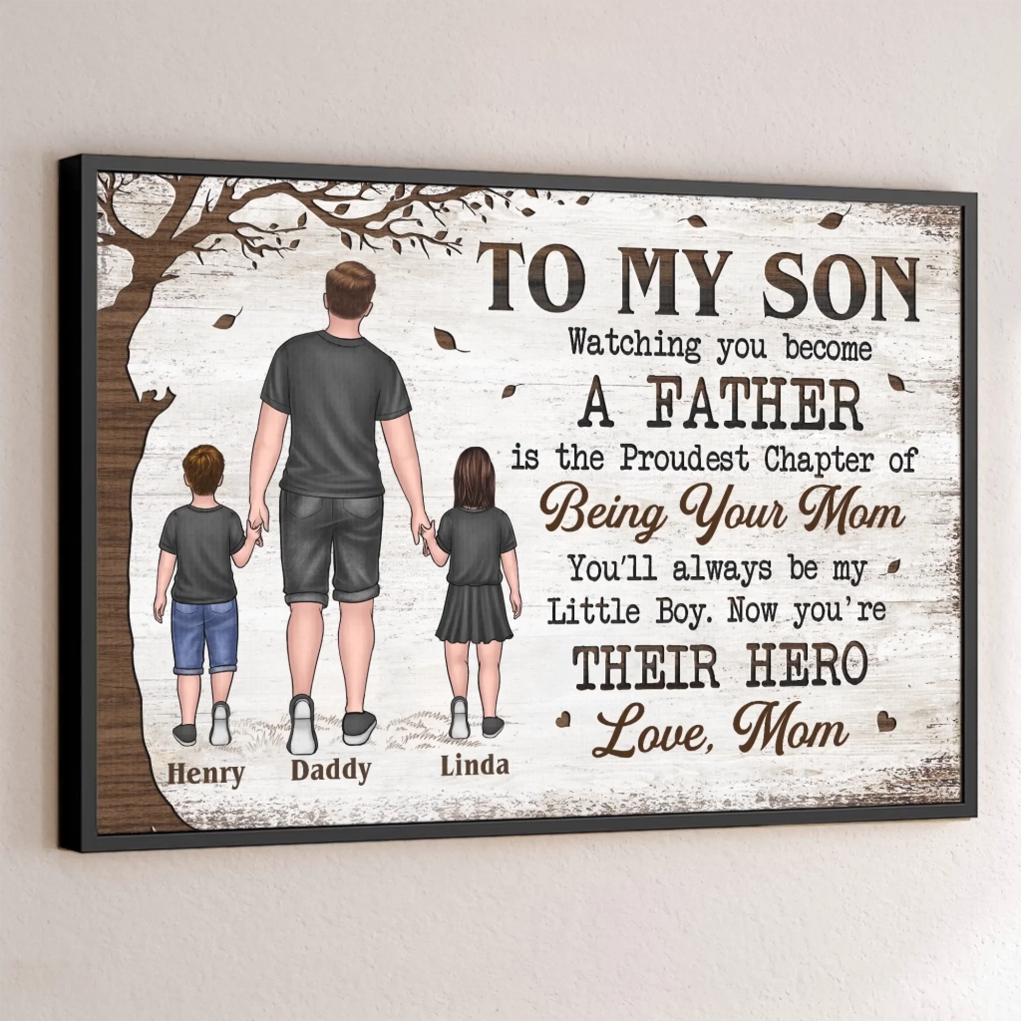 Now You Are Their Hero - Family Personalized Custom Horizontal Poster - Father's Day, Gift For Son