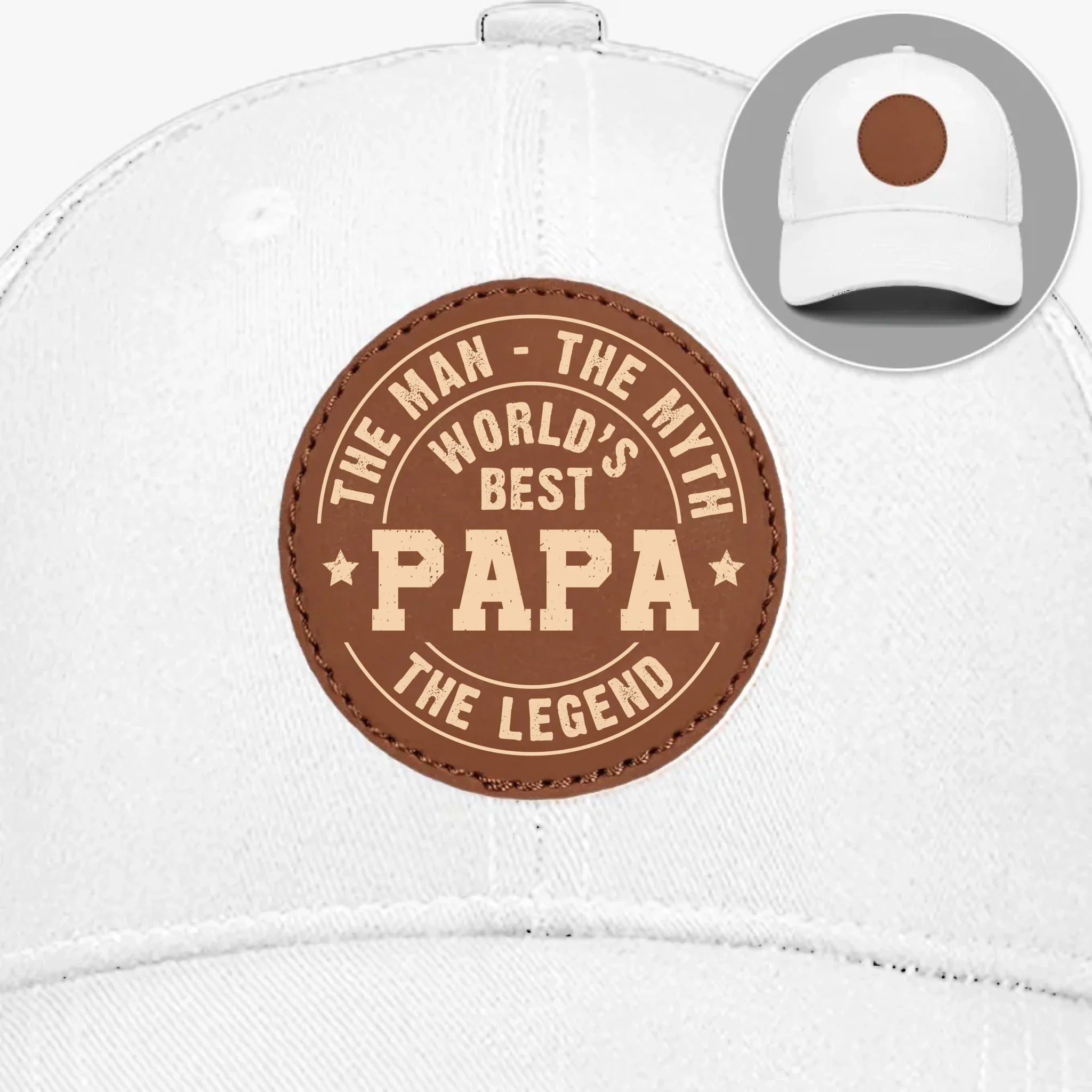 Built To Be A Dad - Family Personalized Custom Round Leather Patch Hat - Father's Day, Gift For Dad, Grandpa