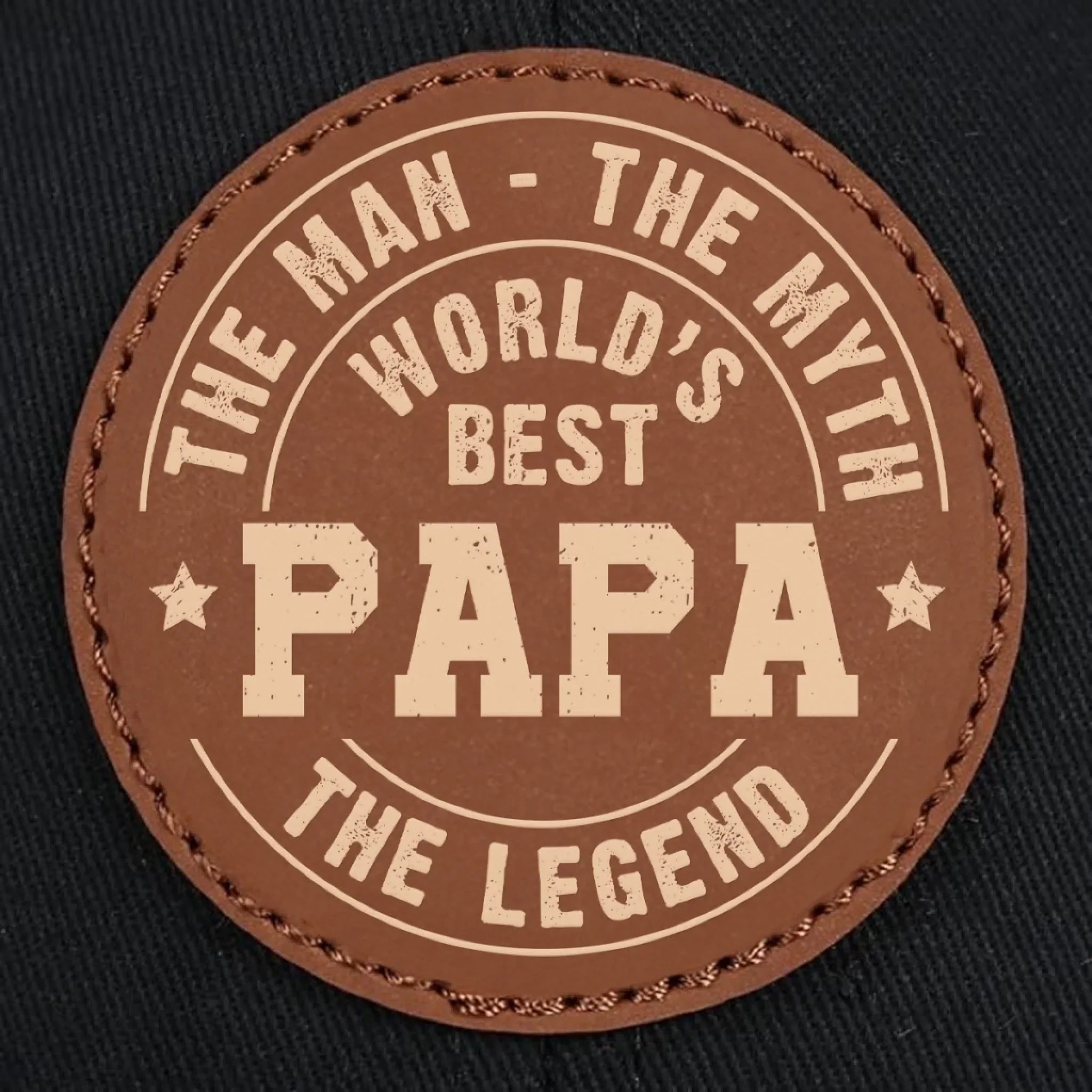 Built To Be A Dad - Family Personalized Custom Round Leather Patch Hat - Father's Day, Gift For Dad, Grandpa