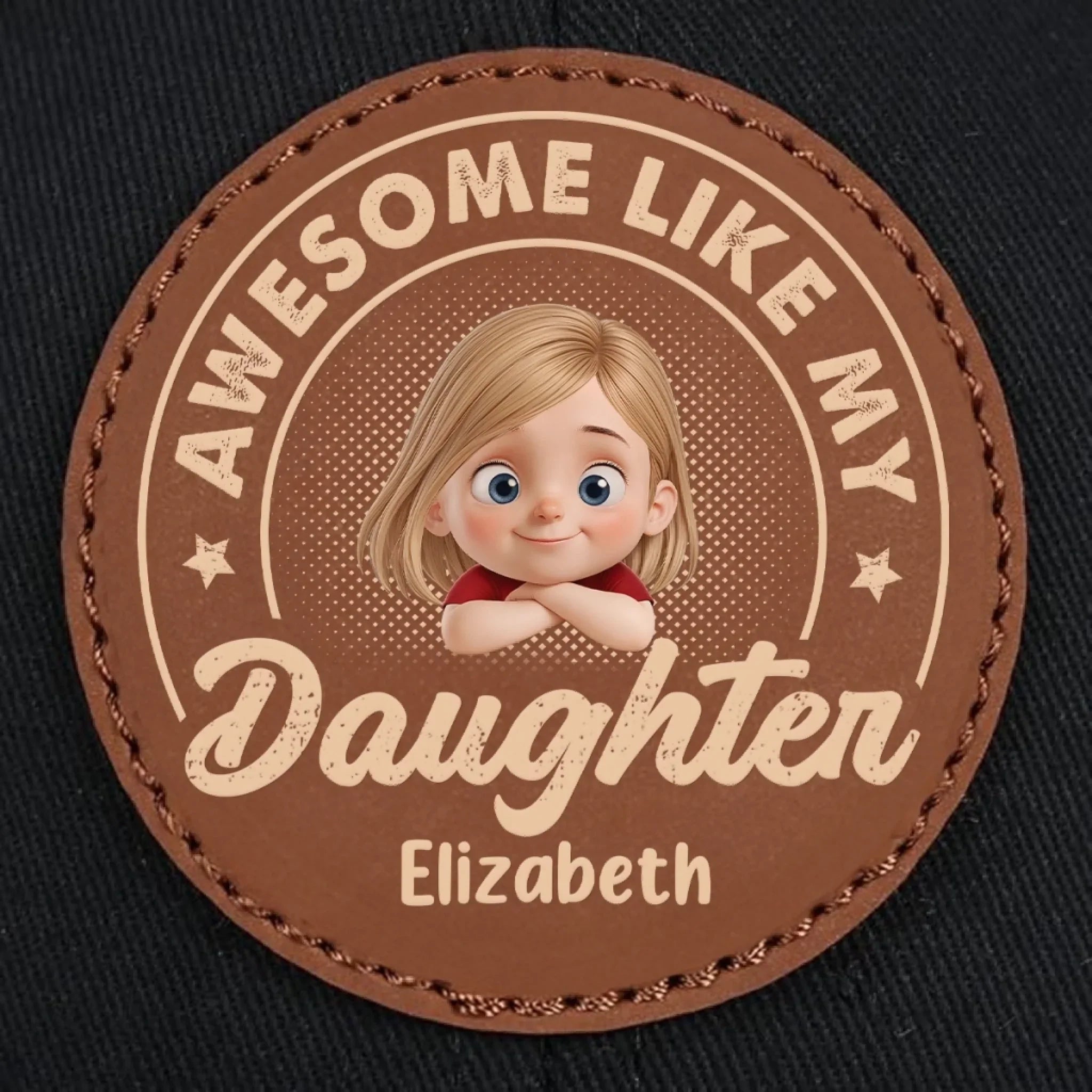 Baby’s First Fan - Family Personalized Custom Round Leather Patch Hat - Father's Day, Gift For Dad, Grandpa