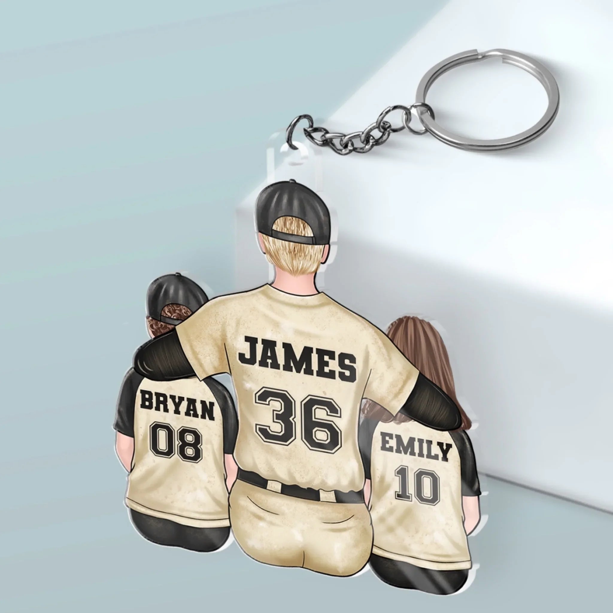 Every Home Run Starts With Dad’s Support - Family Personalized Custom Shaped Acrylic Keychain - Father's Day, Gift For Dad, Sport Lovers, Sport Players