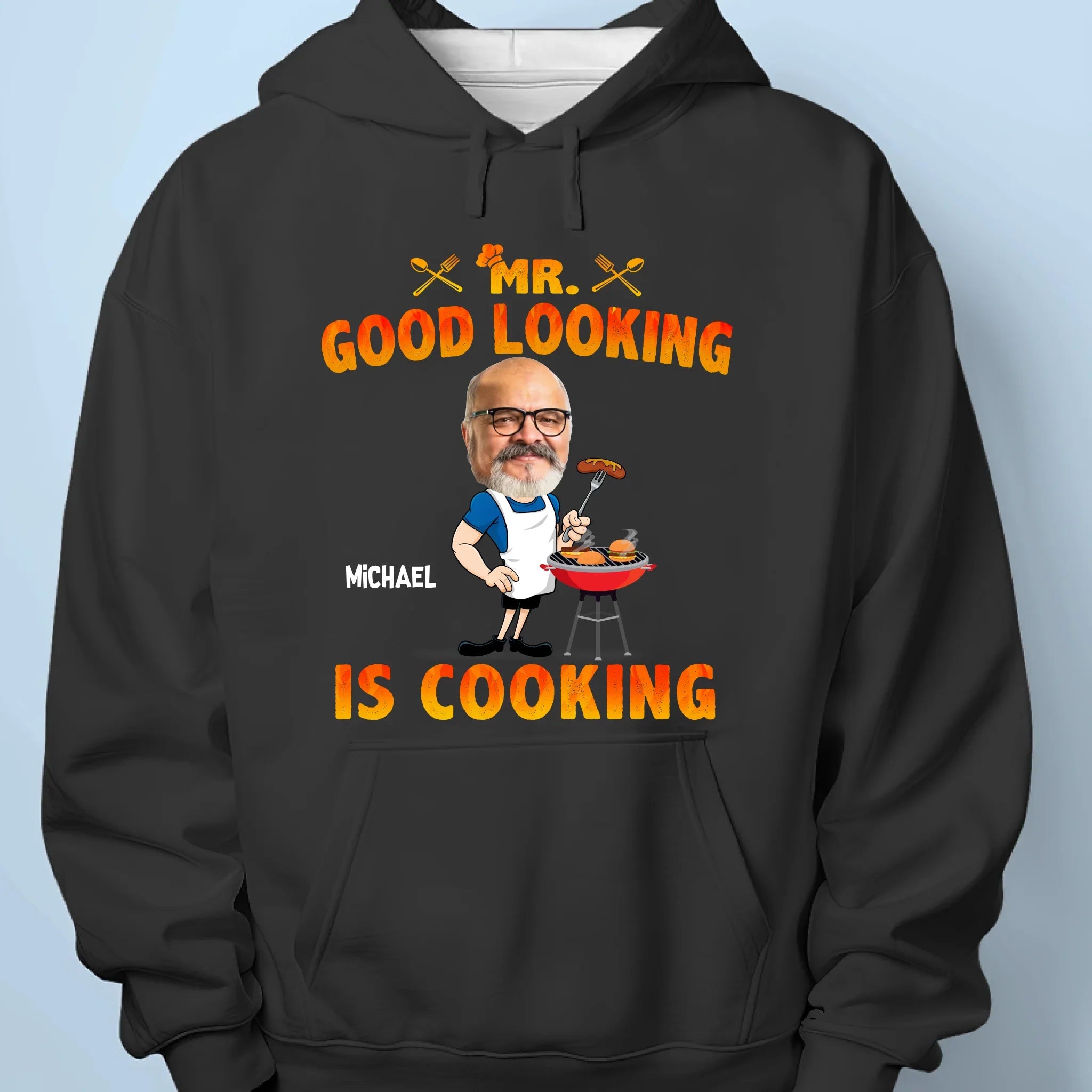 Custom Photo License To Grill, Chef In Command - Family Personalized Custom Unisex T-shirt, Premium T-shirt, Hoodie - Father's Day, Gift For Dad, Grandpa
