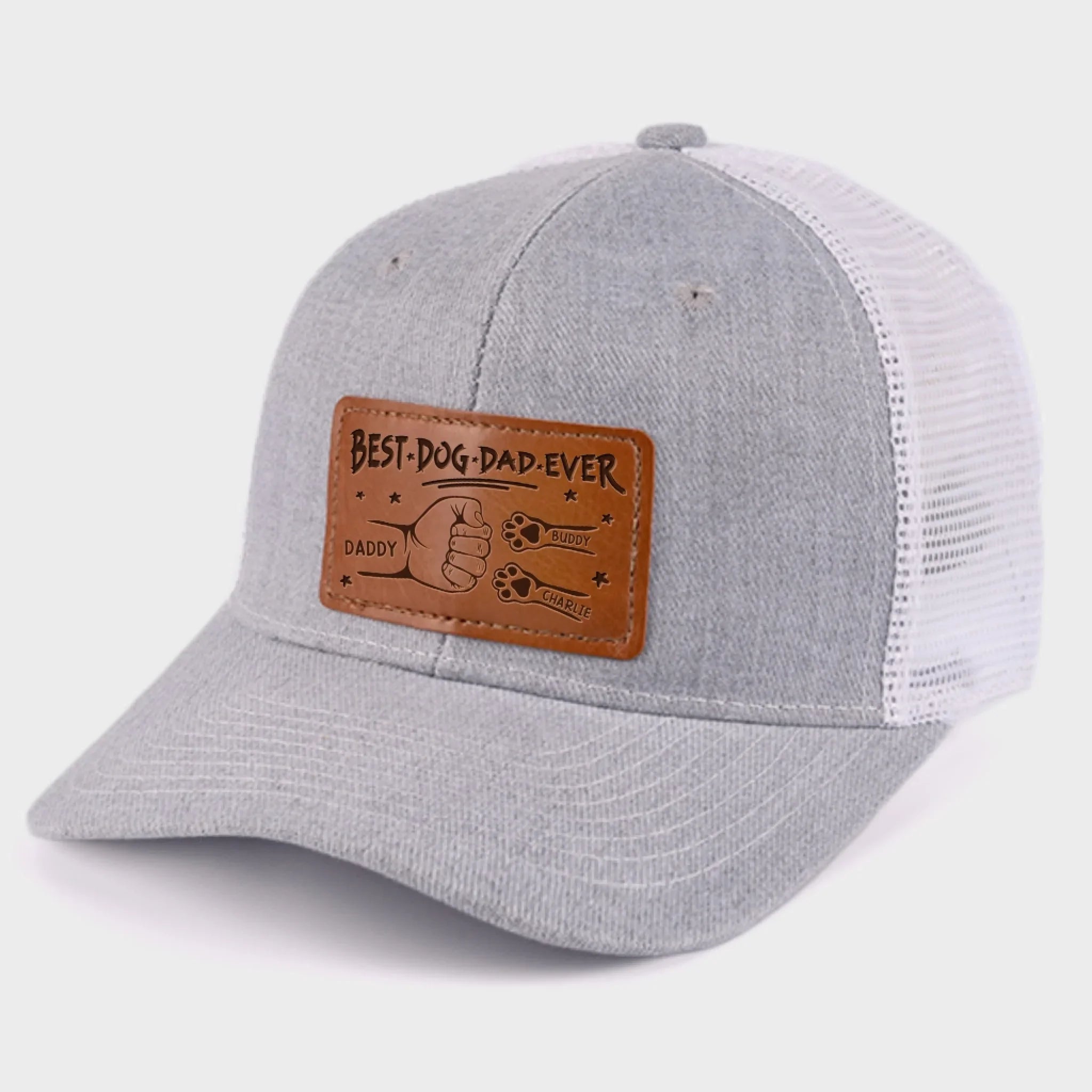 Proud Dad Of Pawsome Kids - Dog & Cat Personalized Custom Leather Patch Hat - Father's Day, Gift For Pet Owners, Pet Lovers