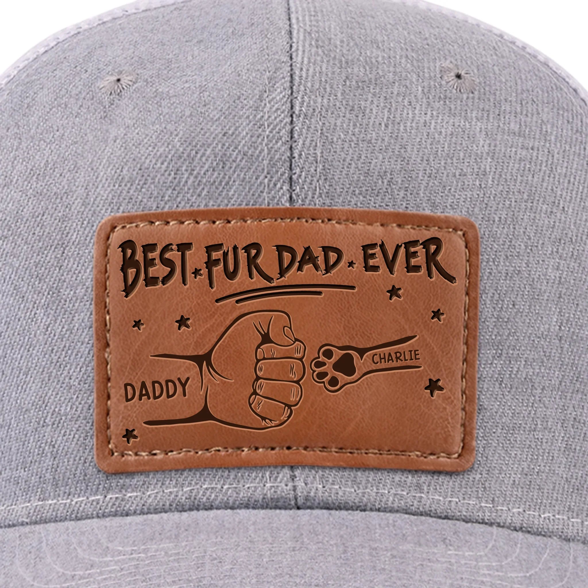 Proud Dad Of Pawsome Kids - Dog & Cat Personalized Custom Leather Patch Hat - Father's Day, Gift For Pet Owners, Pet Lovers