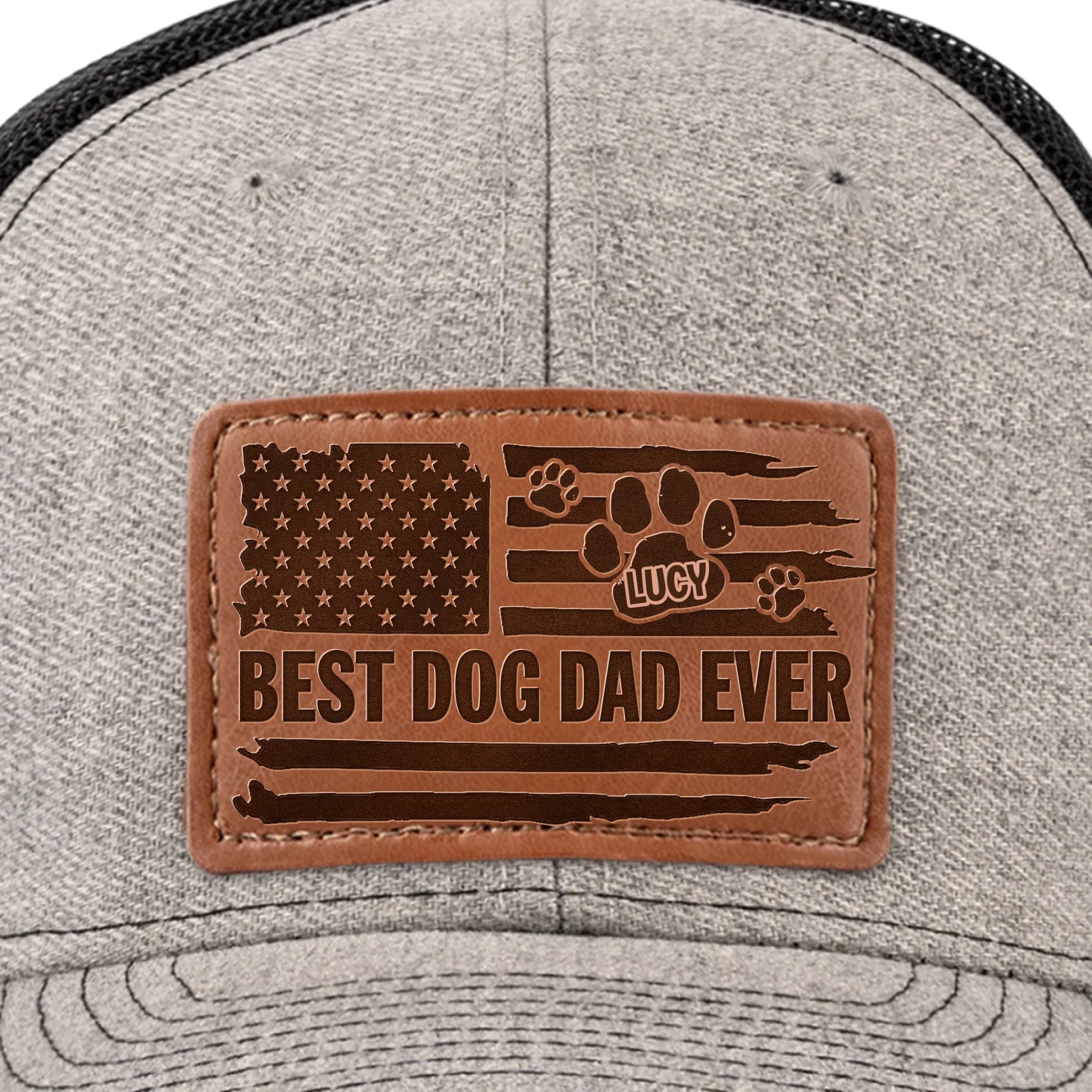Raised By Paws, Loved By All - Dog Personalized Custom Leather Patch Hat - Father's Day, Gift For Pet Owners, Pet Lovers