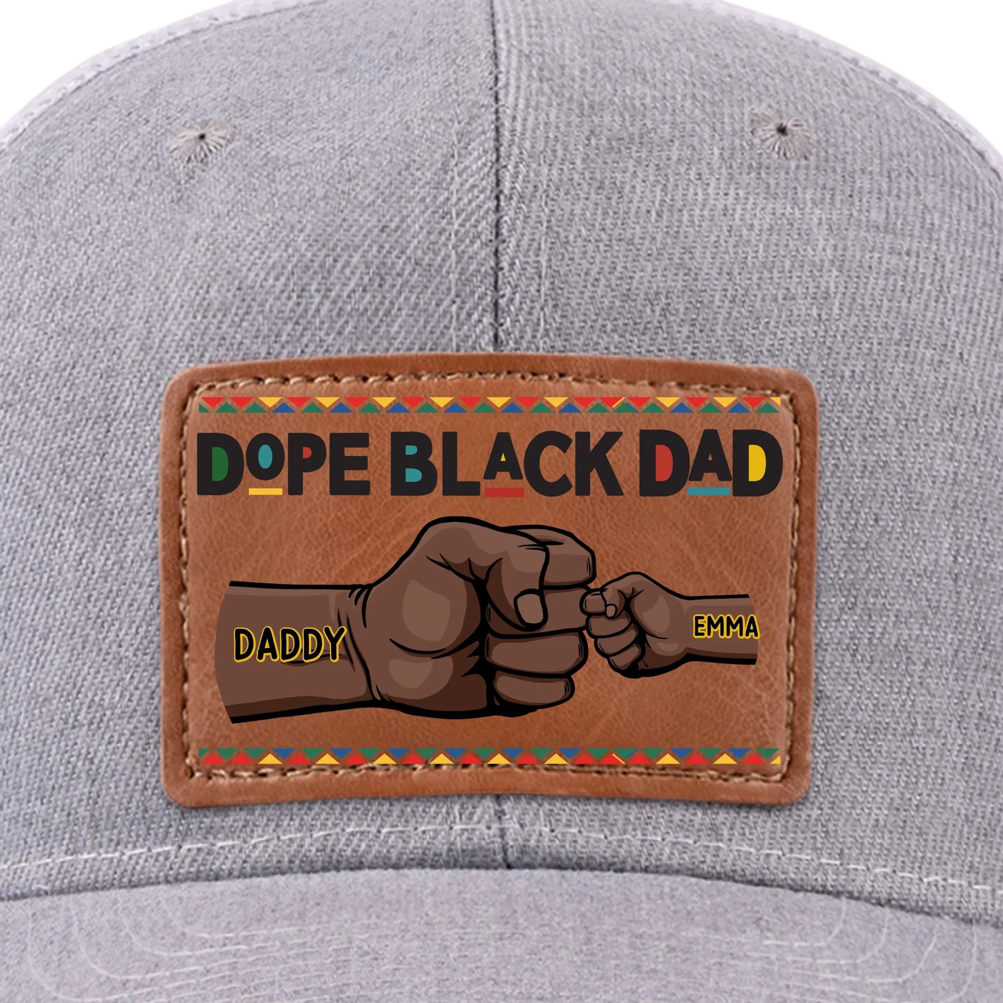 Dope Black Dad, Everyday Hero - Family Personalized Custom Leather Patch Hat - Father's Day, Gift For Dad
