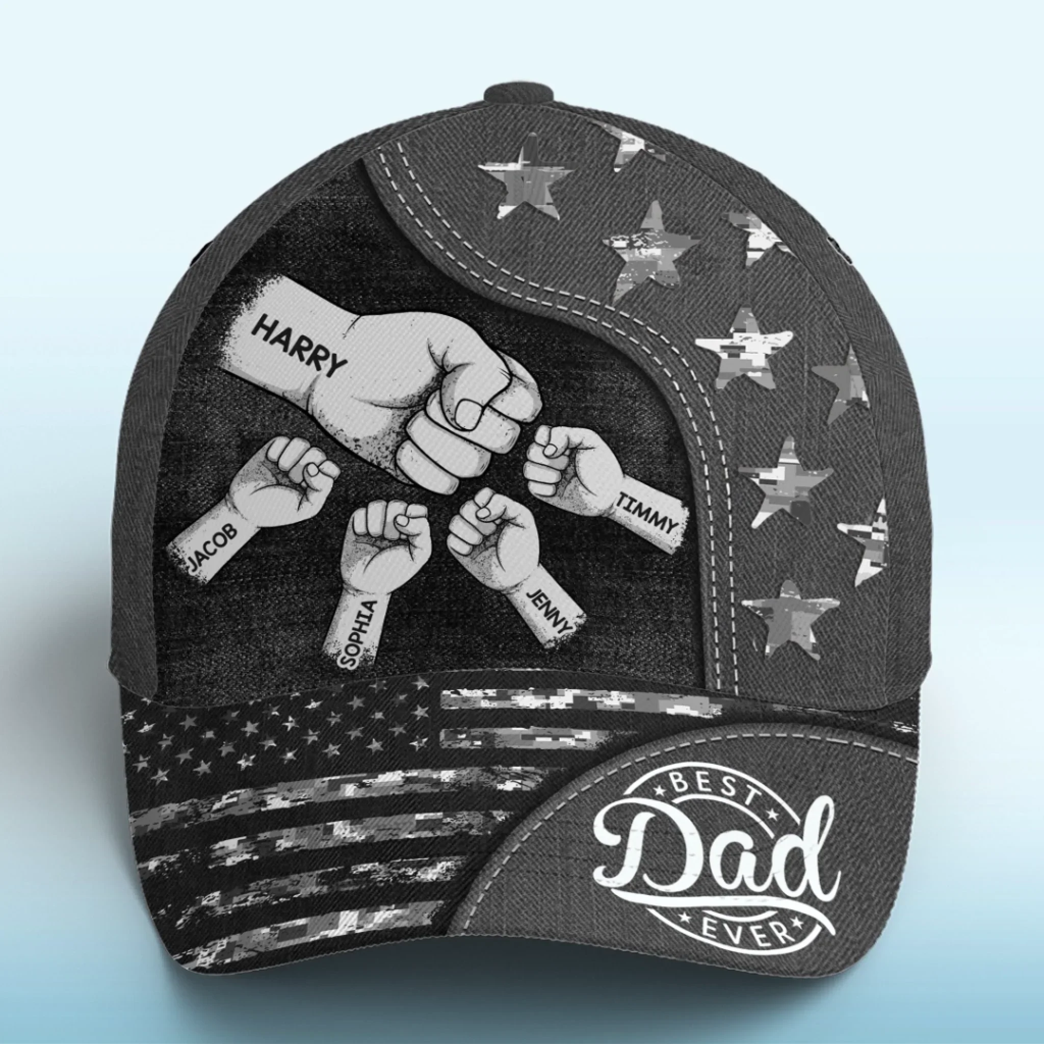Together We Stand, Fist By Fist - Family Personalized Custom Hat, All Over Print Classic Cap - Father's Day, Gift For Dad, Grandpa