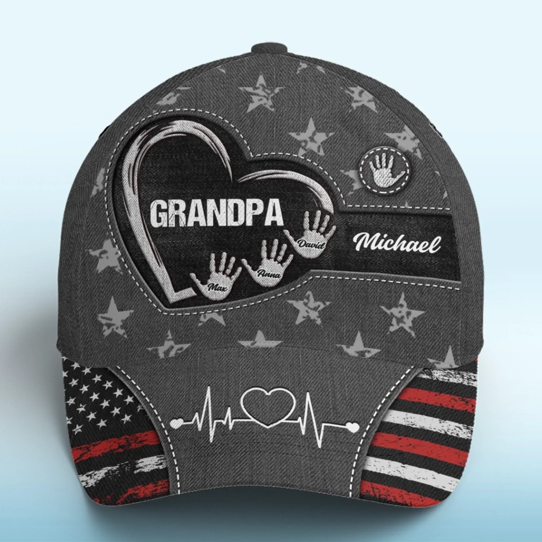 Little Hands, Big Love For You - Family Personalized Custom Hat, All Over Print Classic Cap - Father's Day, Gift For Dad, Grandpa
