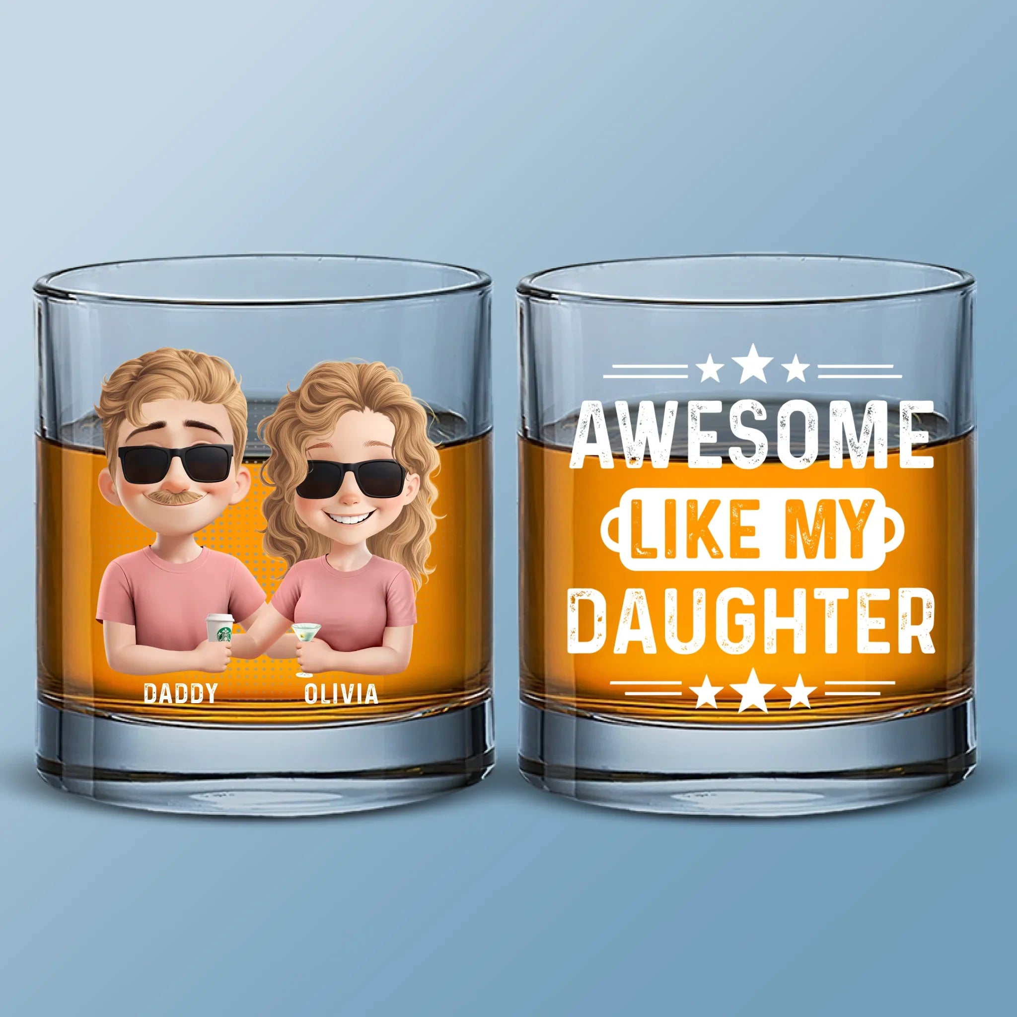 Awesome Like My Daughter - Family Personalized Custom Whiskey Glass - Father's Day, Gift For Dad