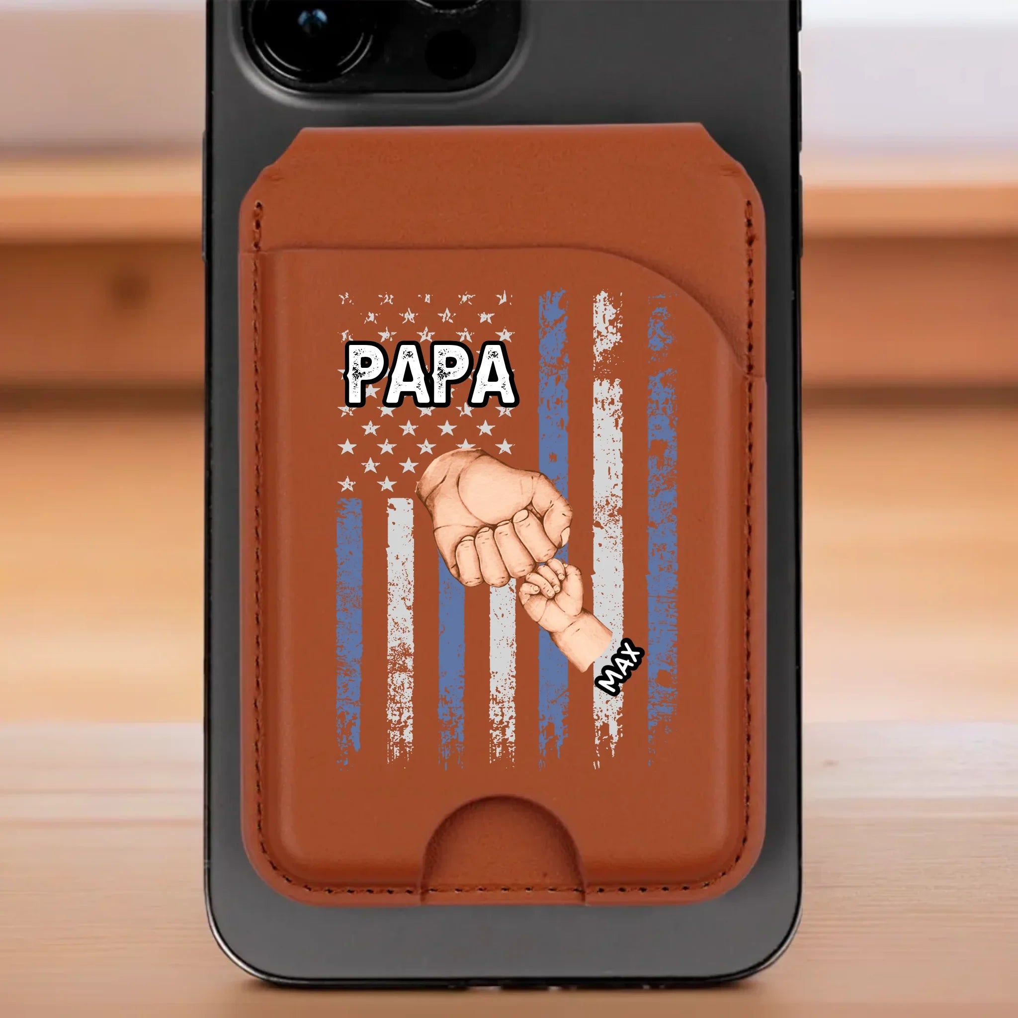 Together, Always With Papa - Family Personalized Custom Magnetic Wallet For iPhone - Father's Day, Gift For Dad, Grandpa