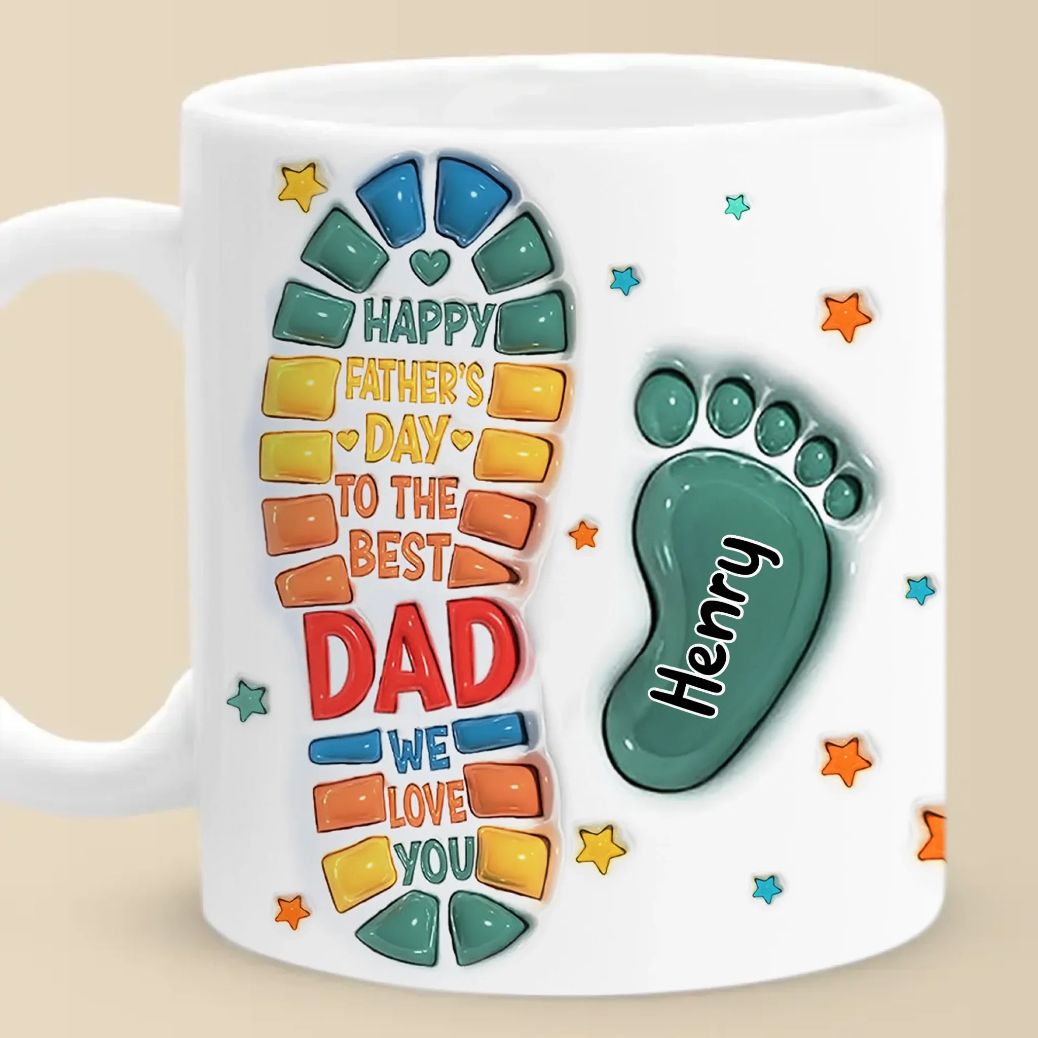 Following In Your Footsteps - Family Personalized Custom 3D Inflated Effect Printed Mug - Father's Day, Gift For Dad, Grandpa