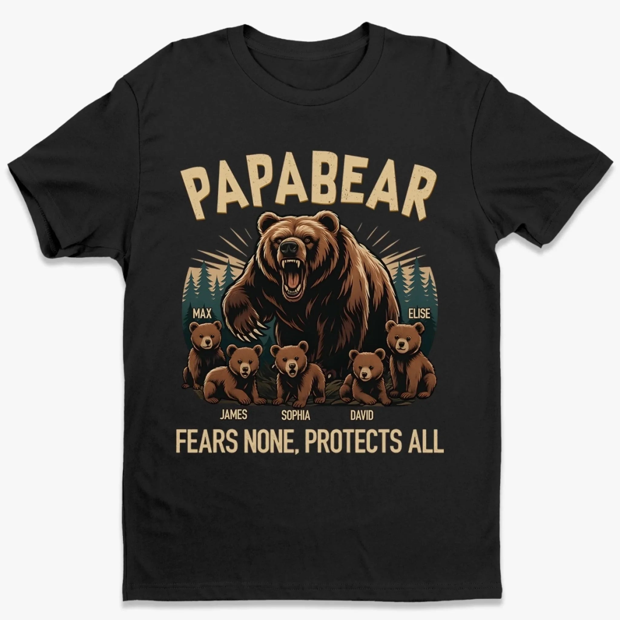 Papa Bear Mode, Always On - Family Personalized Custom Unisex T-shirt, Premium T-shirt, Hoodie - Father's Day, Gift For Dad, Grandpa