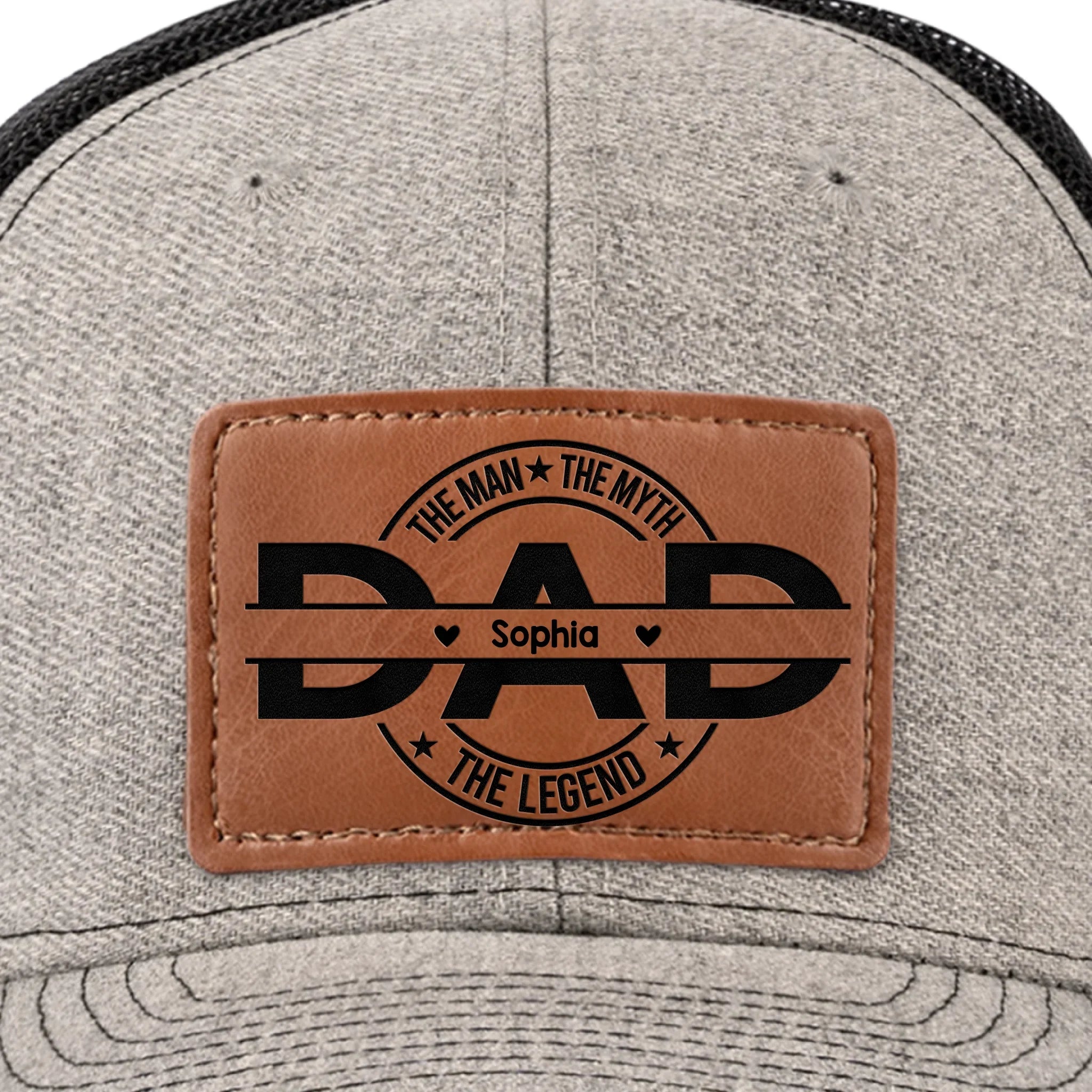 Father First Always Hero - Family Personalized Custom Leather Patch Hat - Father's Day, Gift For Dad, Grandpa
