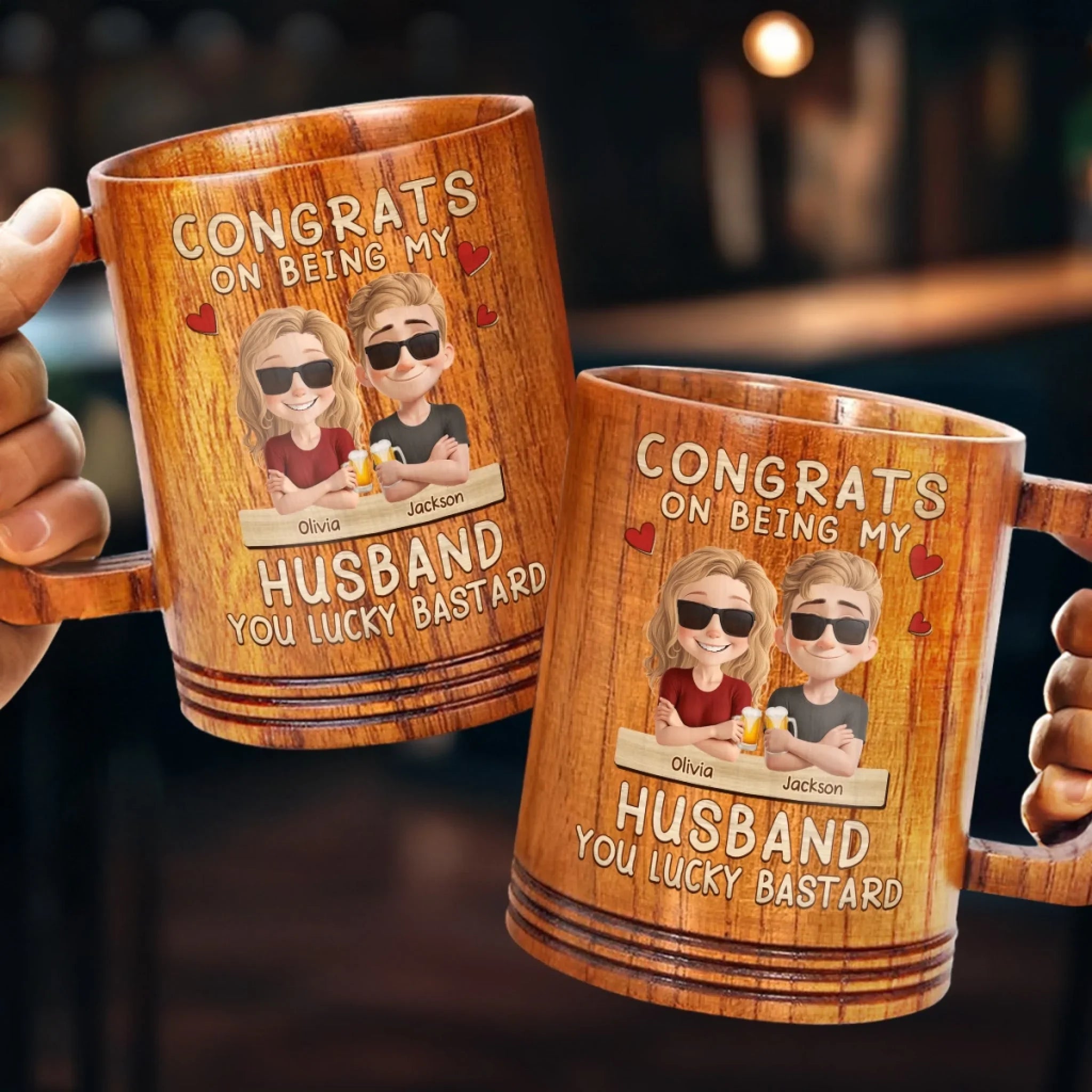 You're Lucky To Have Me In Your Life - Couple Personalized Custom Wooden Mug - Gift For Husband Wife, Anniversary