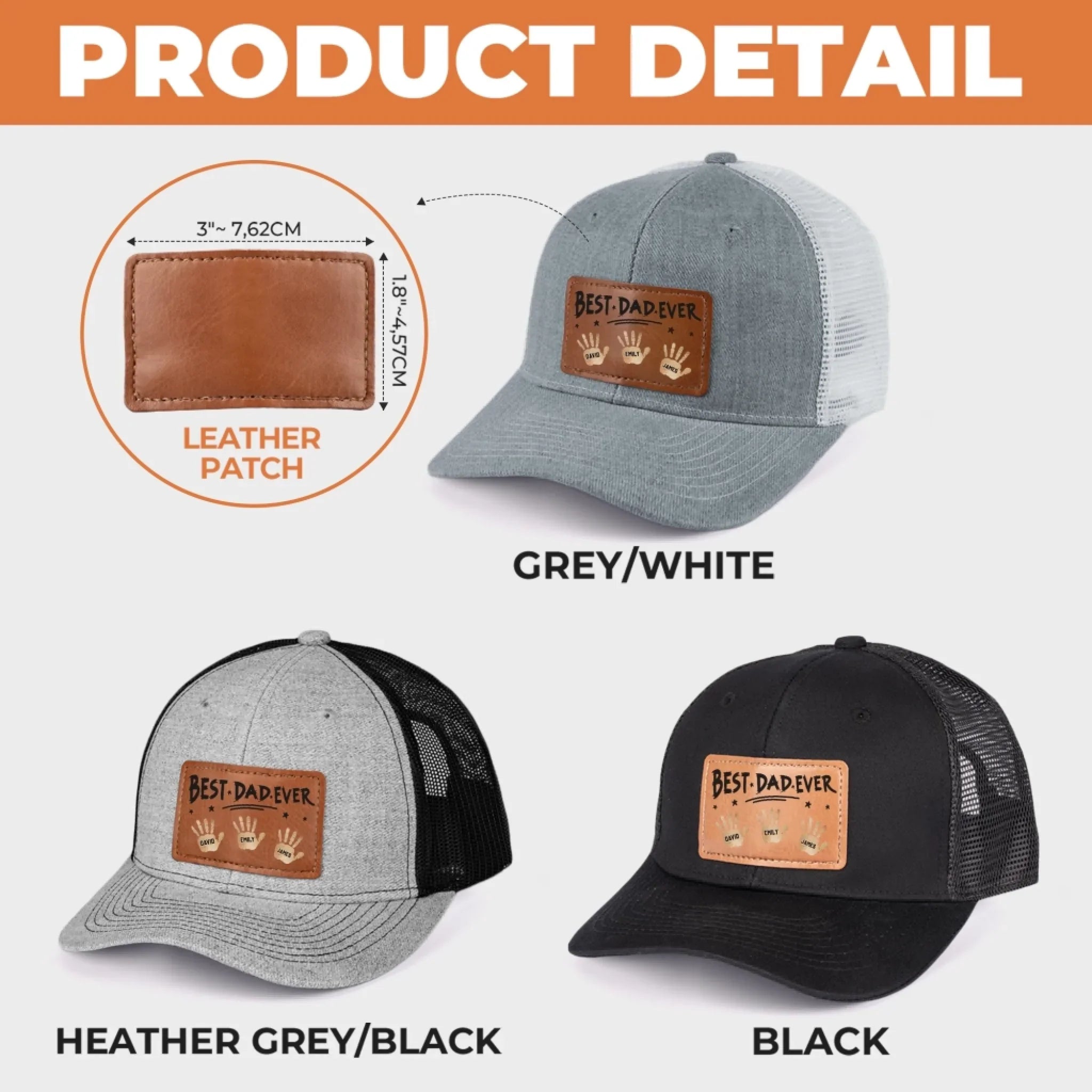 Best Dad Ever, Stamped With Love - Family Personalized Custom Leather Patch Hat - Father's Day, Gift For Dad, Grandpa