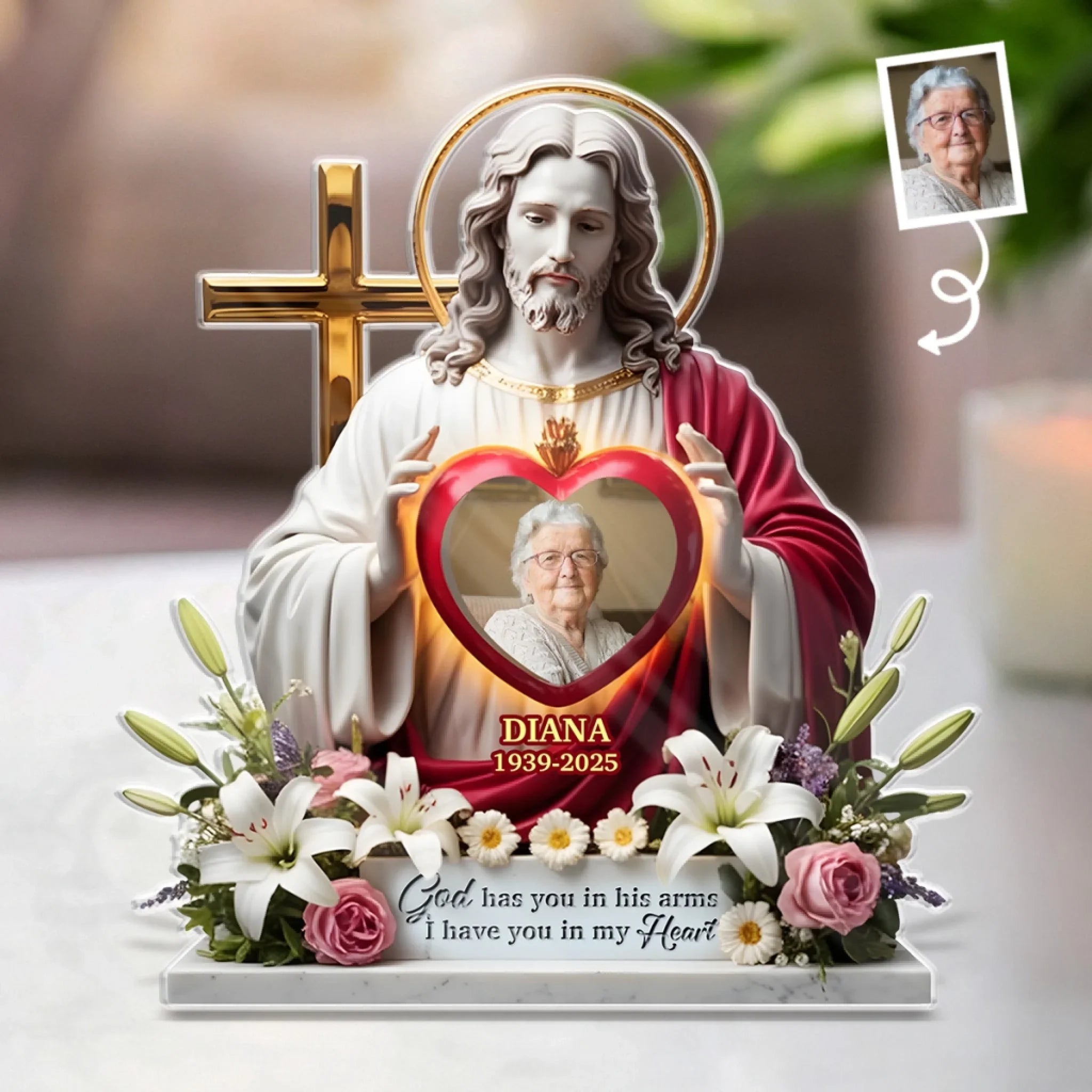 Custom Photo With Angels Now Resting - Memorial Personalized Custom Acrylic Plaque Custom Shape - Sympathy Gift For Family Members