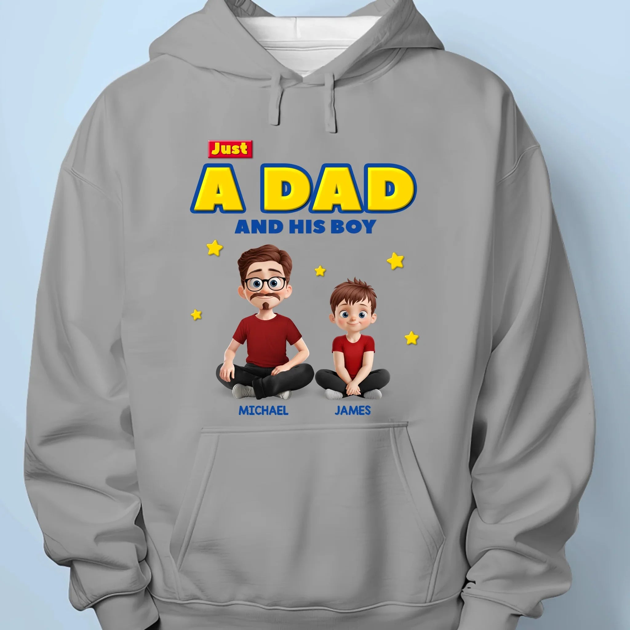 Just A Dad Doing His Best - Family Personalized Custom Unisex T-shirt, Premium T-shirt, Hoodie -  Father's Day, Gift For Dad, Grandpa