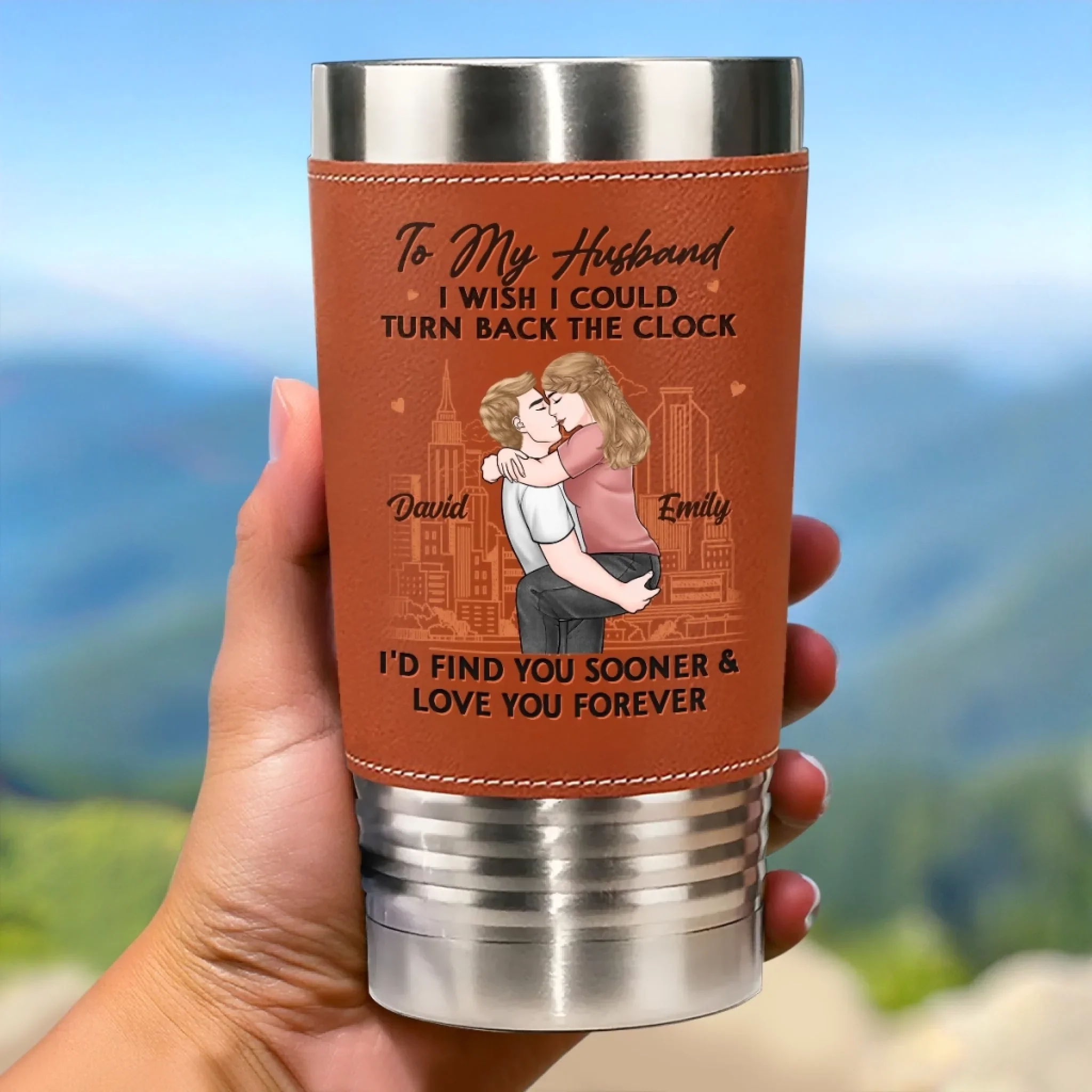 You’re My Always And Forever - Couple Personalized Custom Printed Leather Tumbler - Gift For Husband Wife, Anniversary