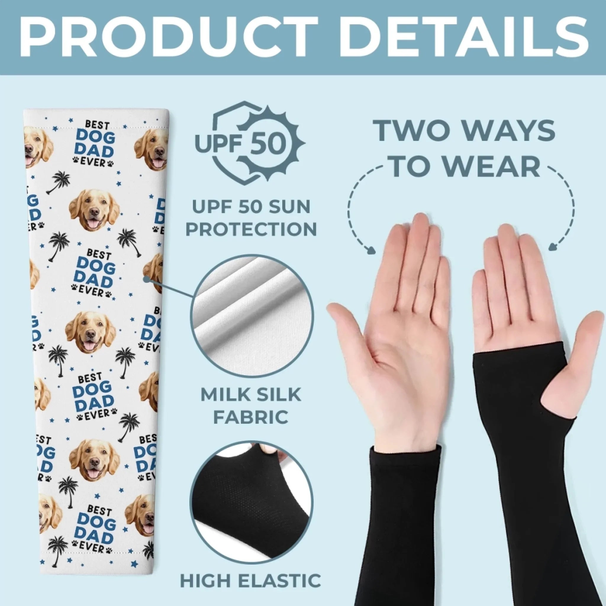Custom Photo Best Dog Dad Ever - Dog & Cat Personalized Custom Tattoo Arm Sleeve - Summer Vacation Gift For Pet Owners, Pet Lovers