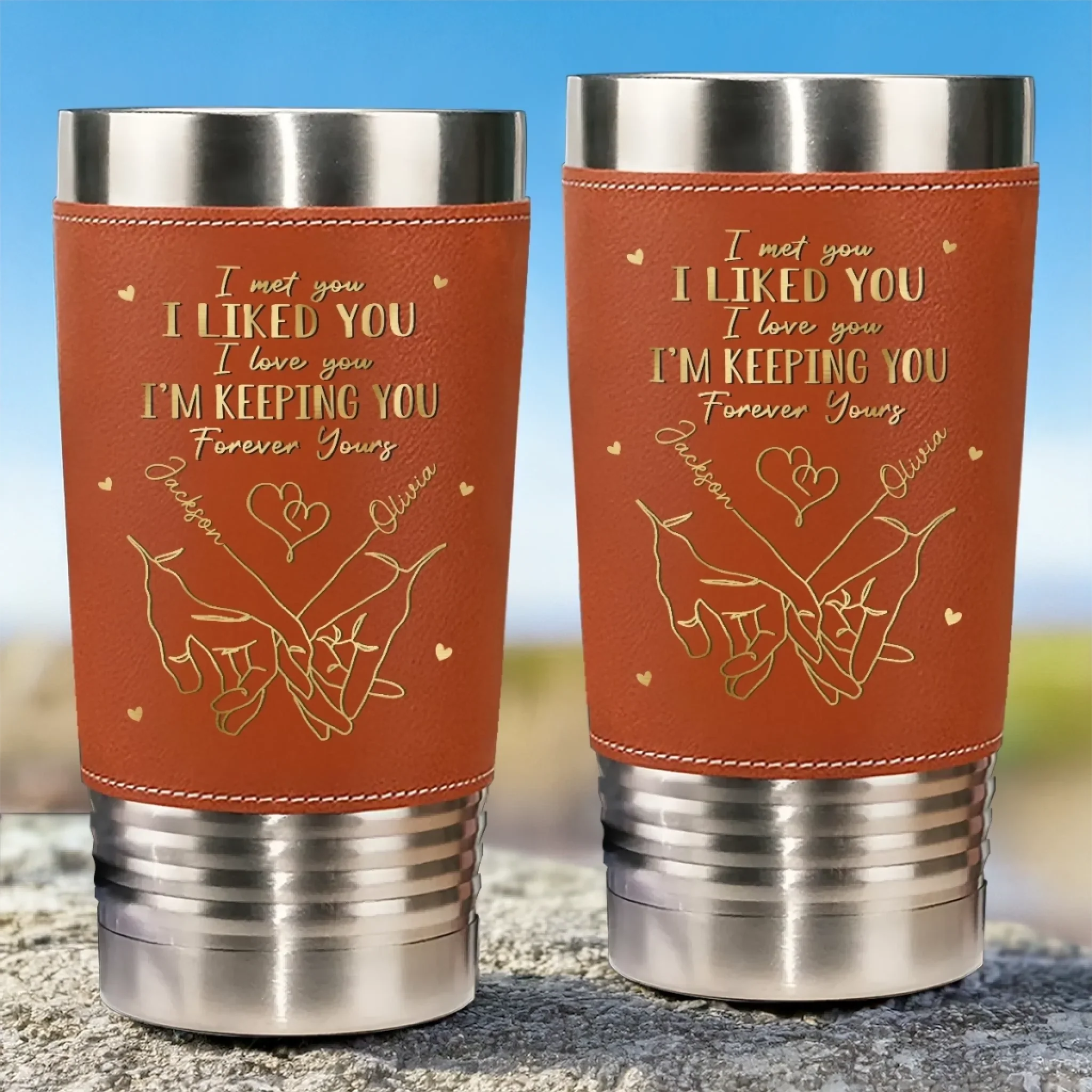 You’re The Only Tool I’ll Ever Need - Couple Personalized Custom Printed Leather Tumbler - Gift For Husband Wife, Anniversary