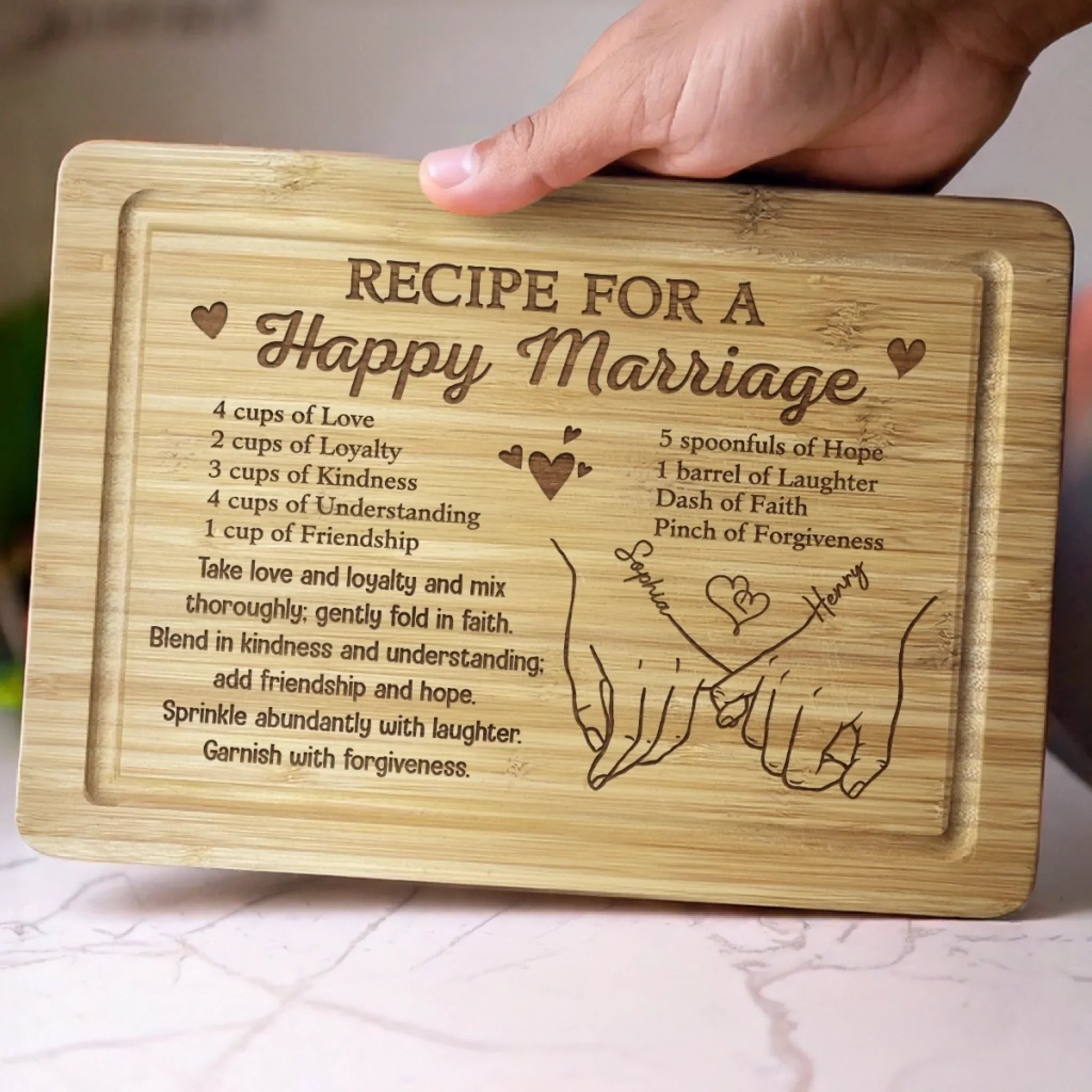 Stirred With Love Since Day One - Couple Personalized Custom Engraved Wooden Cutting Board - Gift For Husband Wife, Anniversary