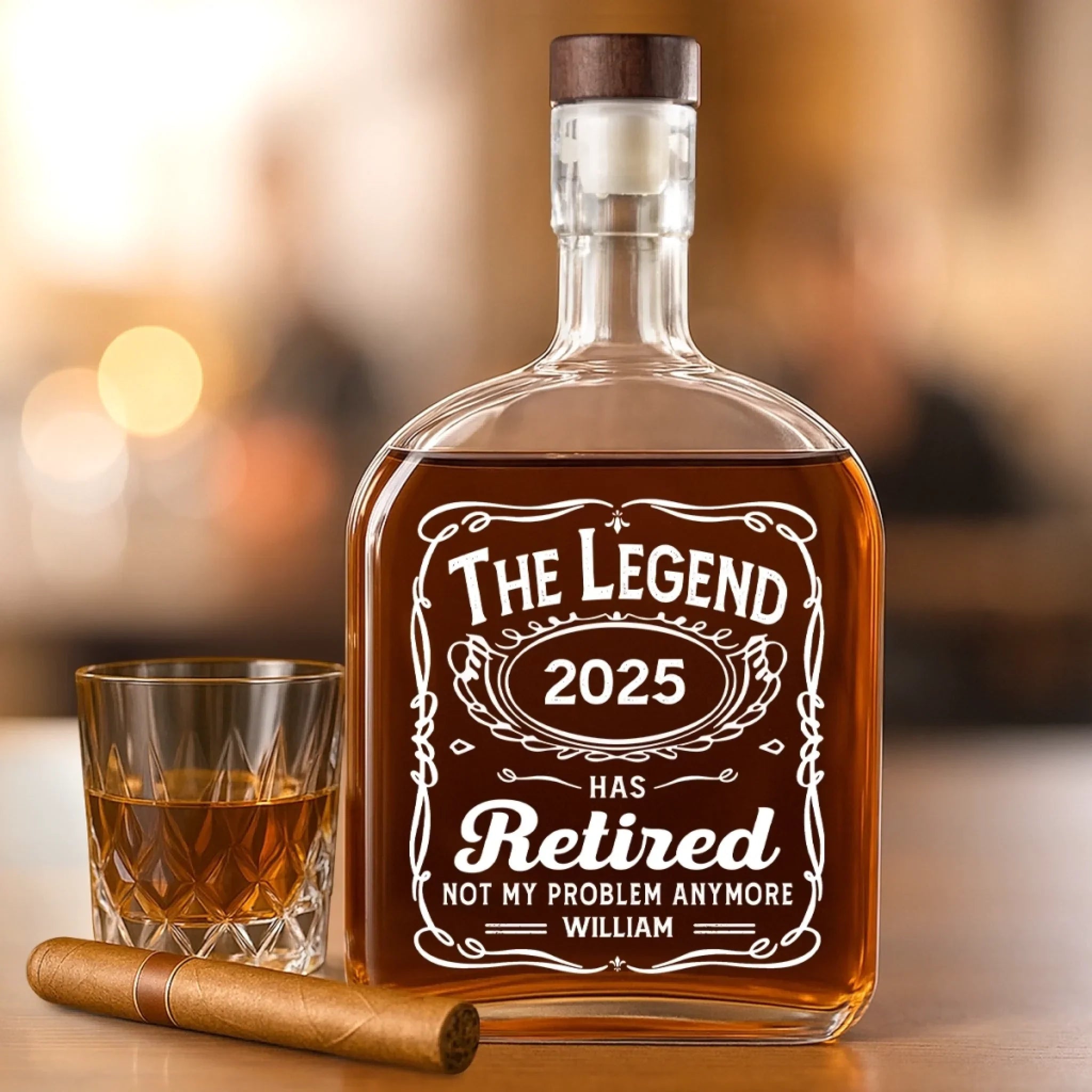 Living The Retired Life - Coworker Personalized Custom Whiskey Bottle - Appreciation, Retirement Gift For Coworkers, Work Friends, Colleagues