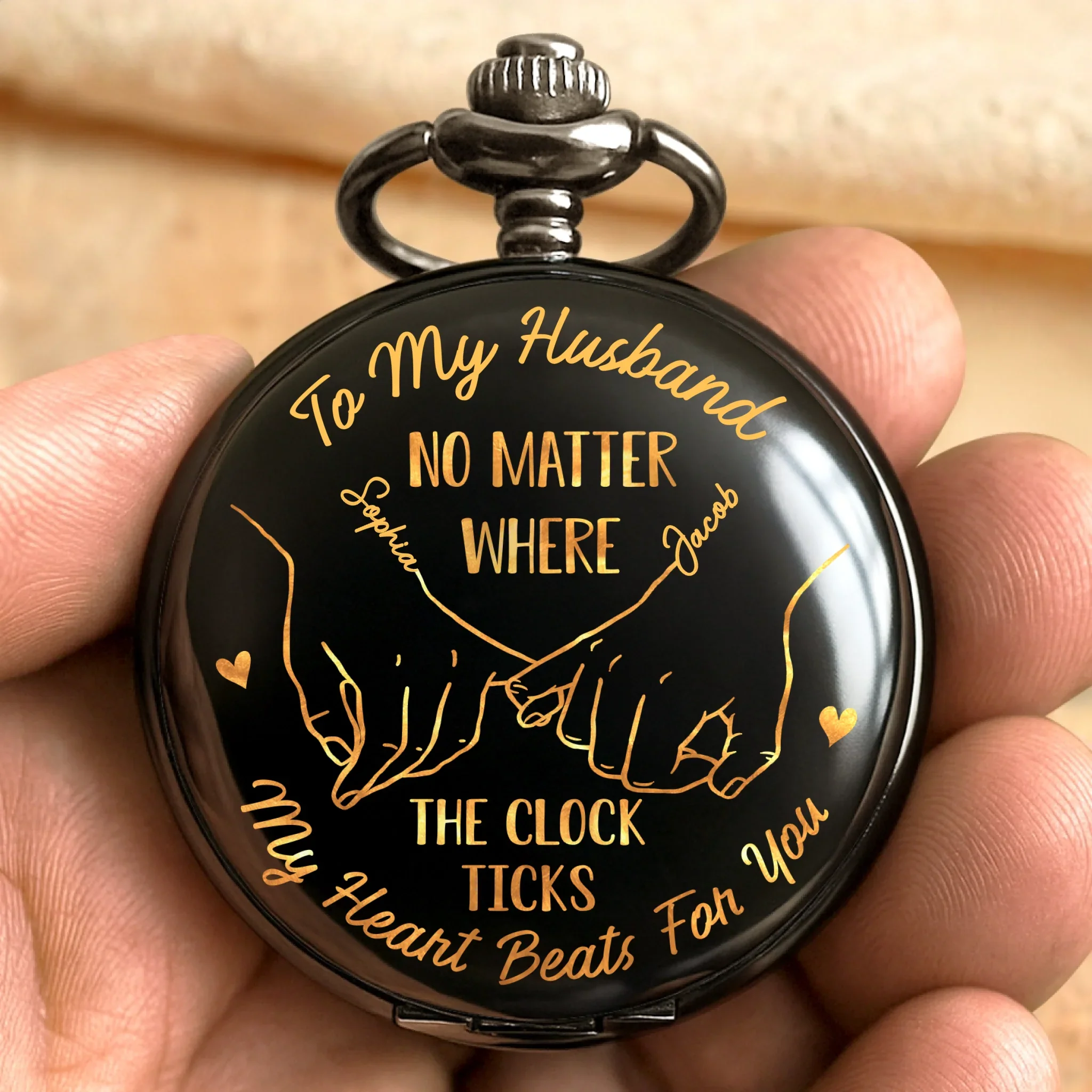 Only You And Me - Couple Personalized Custom Pocket Watch - Gift For Husband Wife, Anniversary
