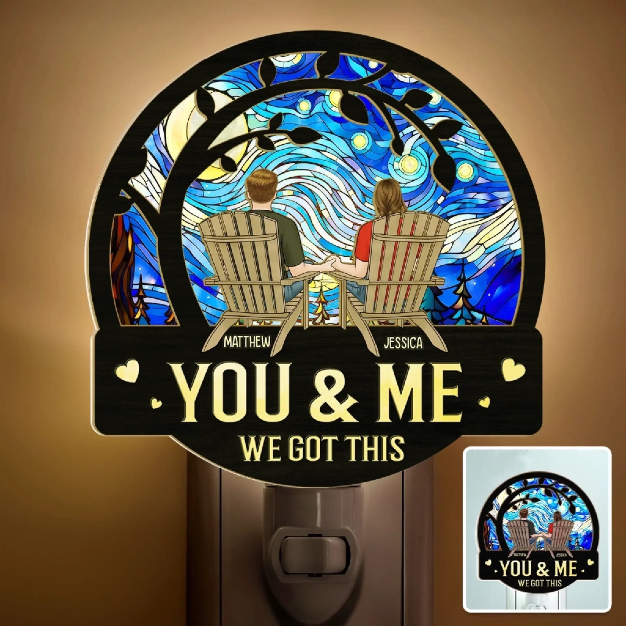 We Got This - Couple Personalized Custom Wood And Acrylic Night Light - Gift For Husband Wife, Anniversary