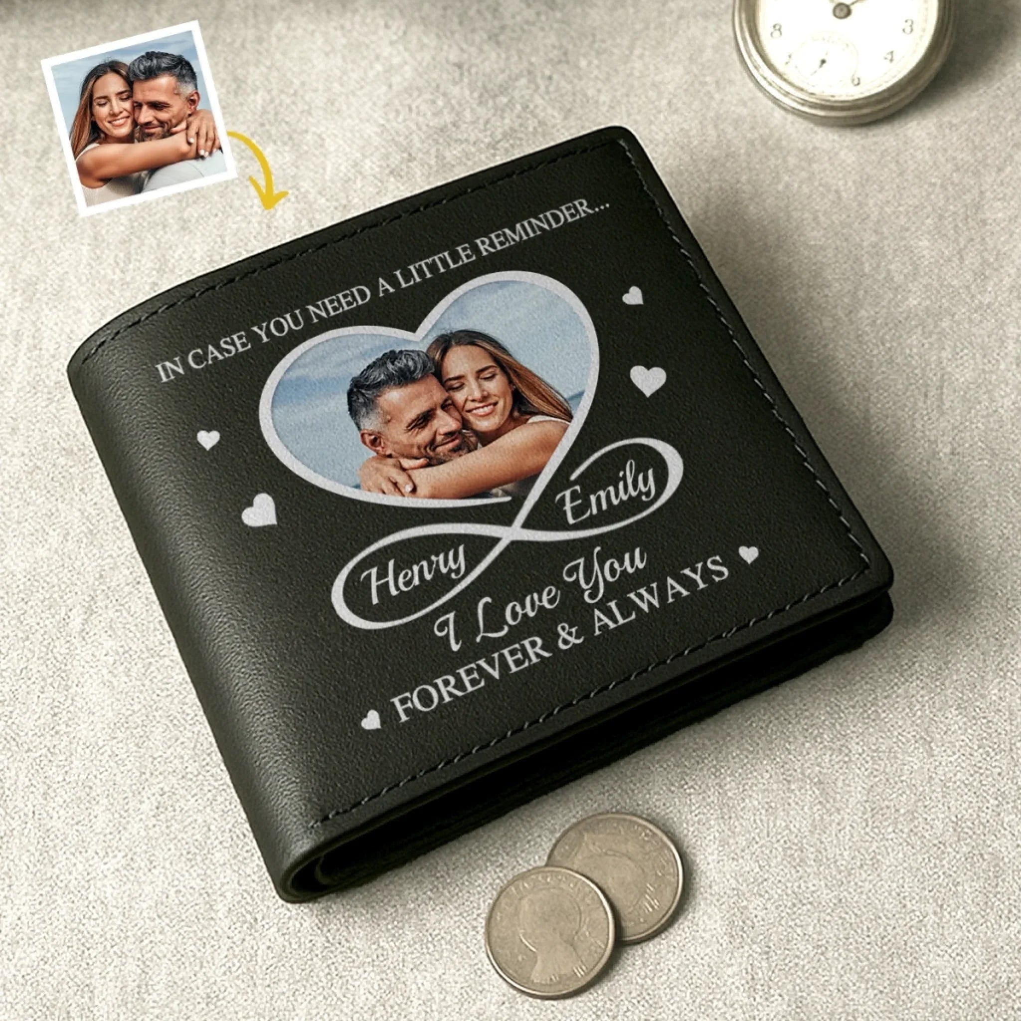 Custom Photo I Love You Forever & Always - Couple Personalized Custom Double-Sided Printed Leather Wallet - Gift For Husband Wife, Anniversary
