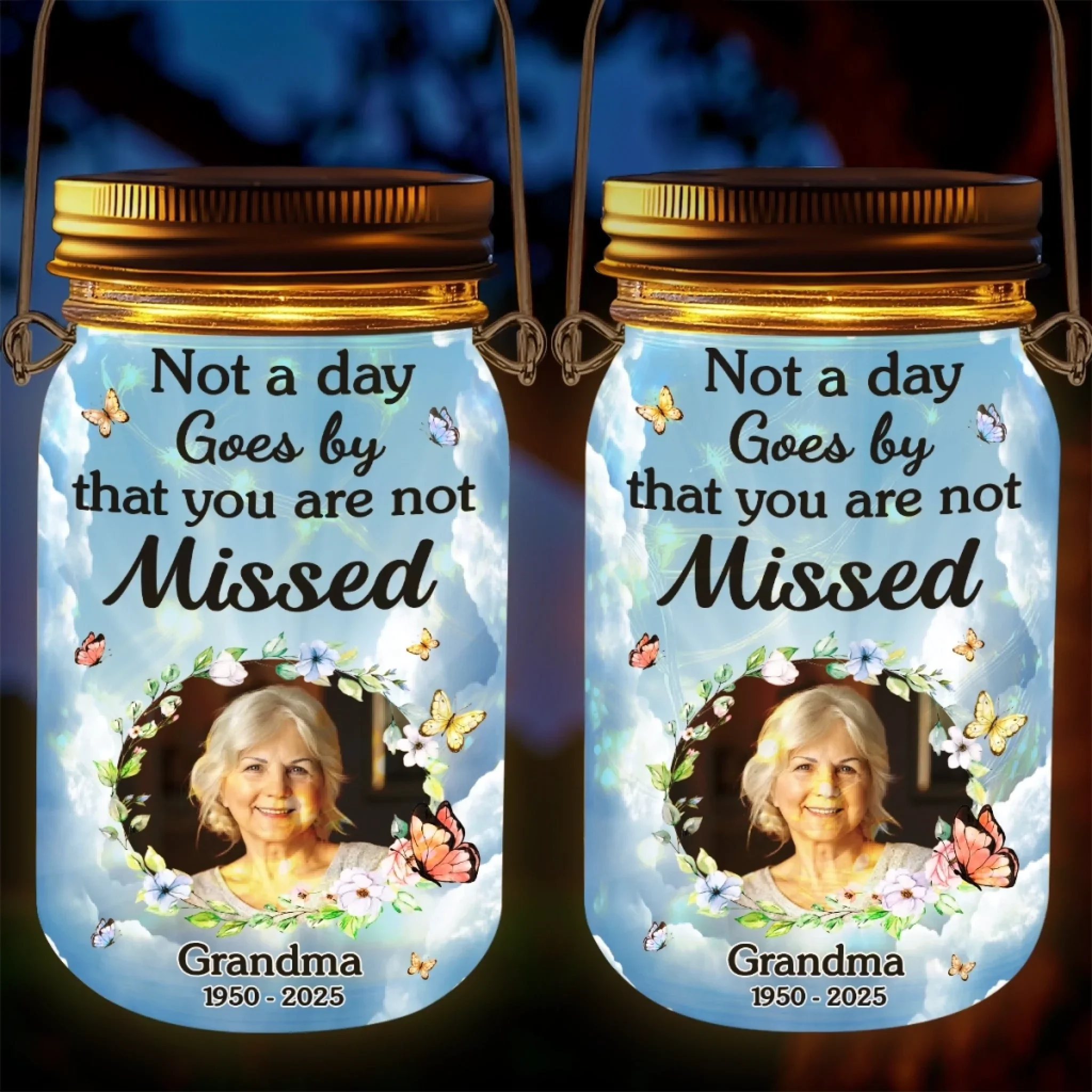 Custom Photo Your Light Still Shines - Memorial Personalized Custom Solar Jar Lantern - Sympathy Gift For Family Members