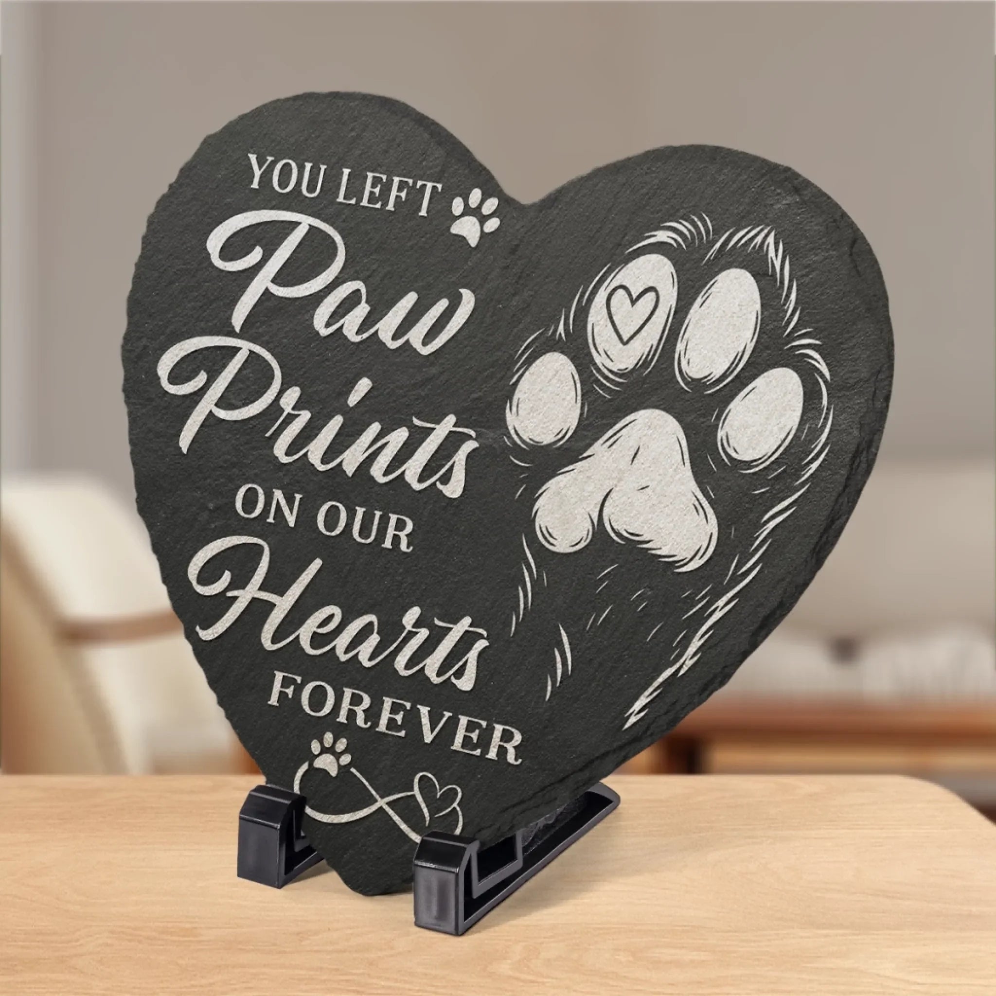 Our Cuddle Never Ends - Memorial Heart Shaped Stone With Stand - Sympathy Gift For Pet Owners, Pet Lovers