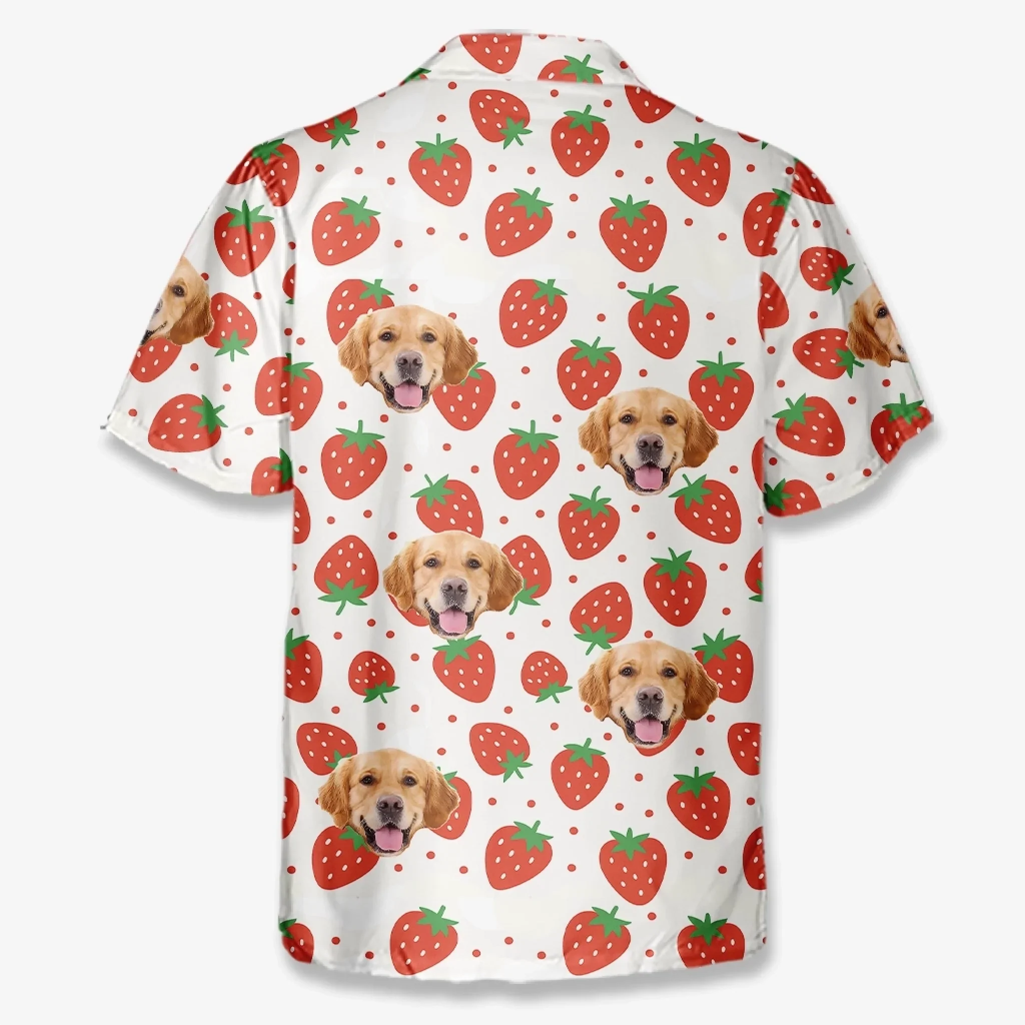 Custom Photo Strawberries And Smiles All Day - Dog & Cat Personalized Custom Unisex Tropical Hawaiian Aloha Shirt - Summer Vacation Gift, Gift For Pet Owners, Pet Lovers