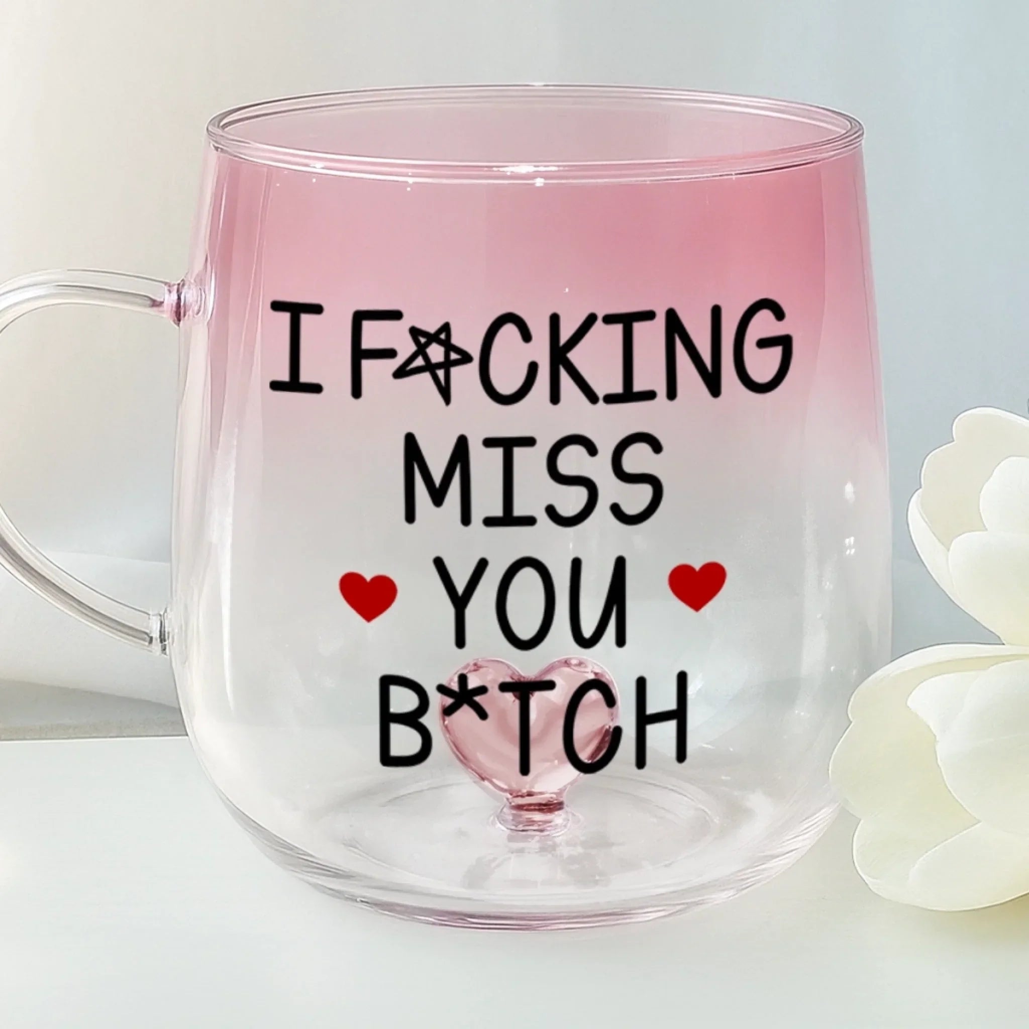 I Miss Being Annoying Together - Bestie Personalized Custom Gradient Glass Mug - Gift For Best Friends, BFF, Sisters