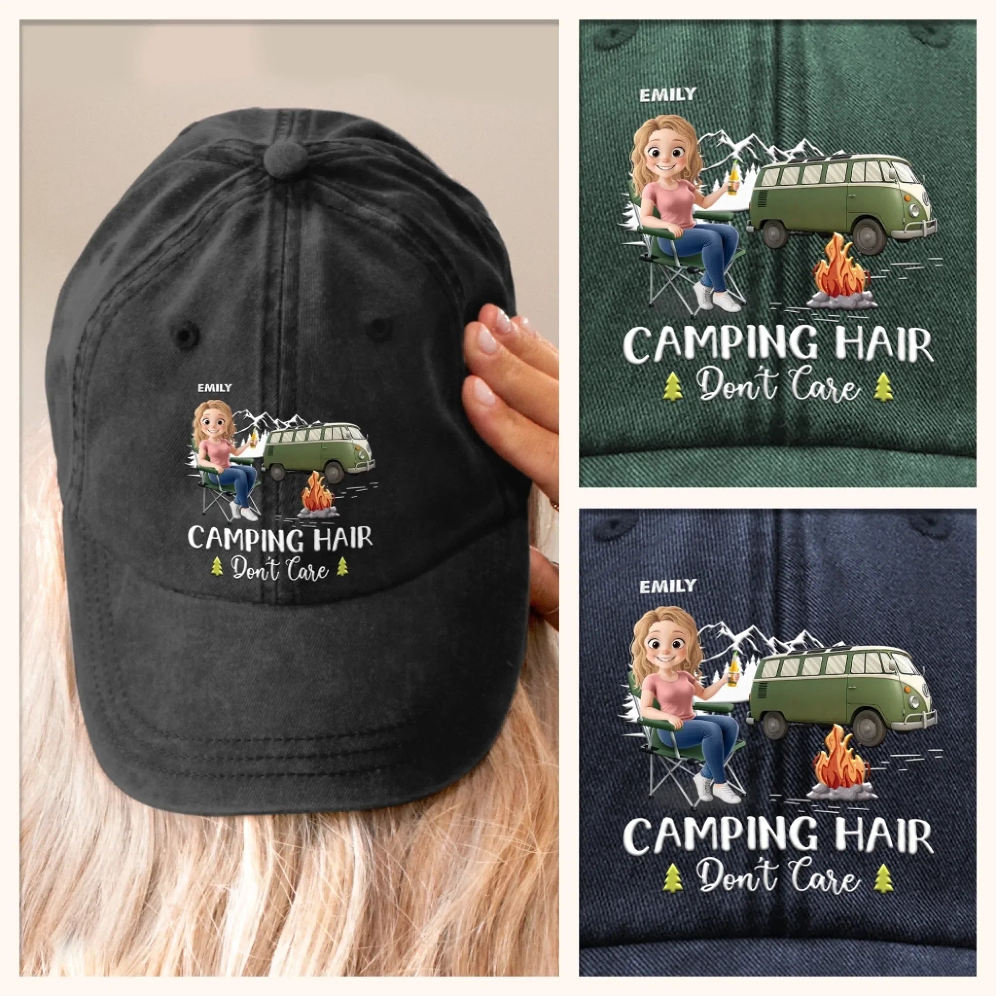 Life’s Better Around A Campfire - Camping Personalized Custom Vintage Washed Denim Baseball Cap - Gift For Camping Lovers