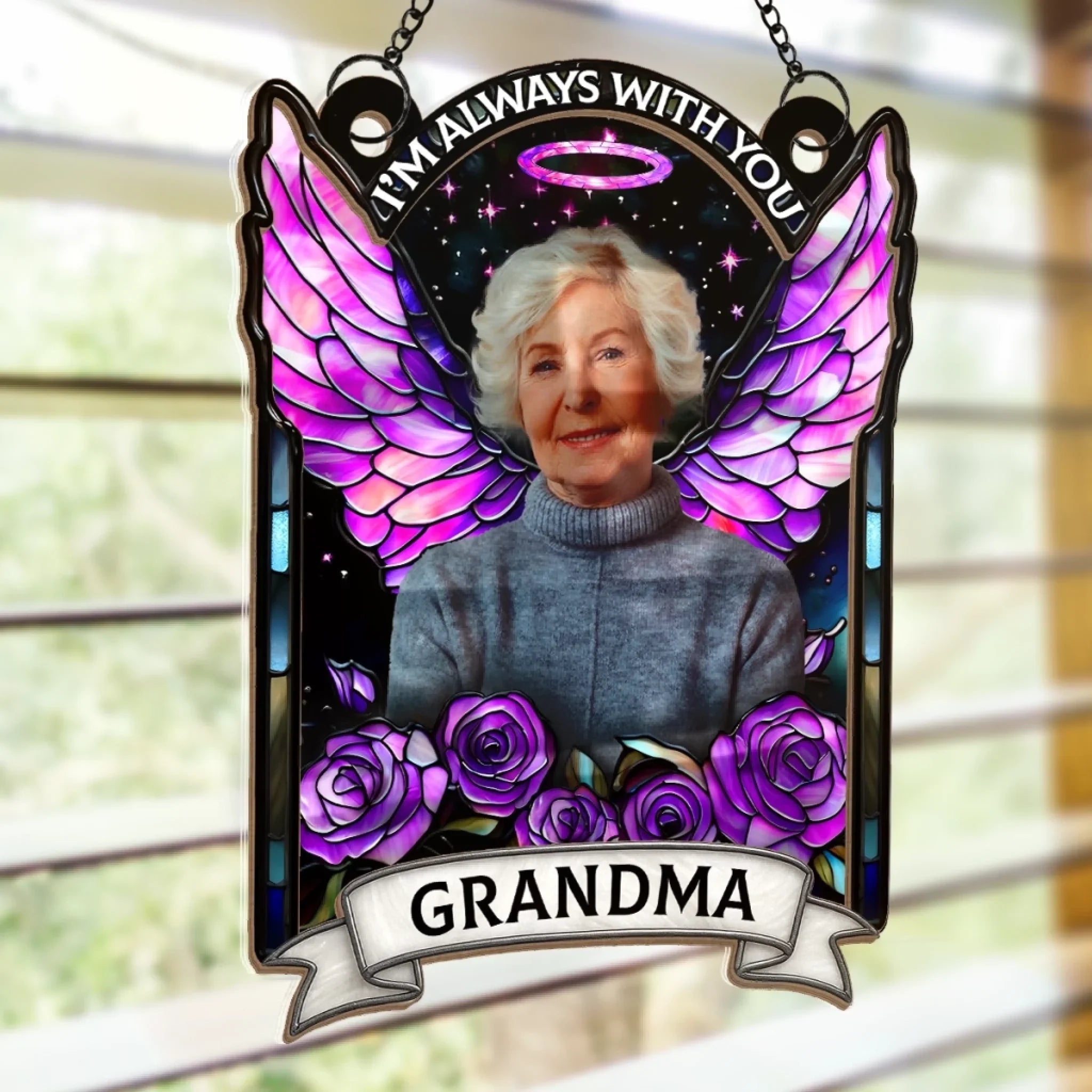 Custom Photo Heaven Gained A Piece Of My Heart - Memorial Personalized Window Hanging Suncatcher Ornament - Sympathy Gift For Family Members