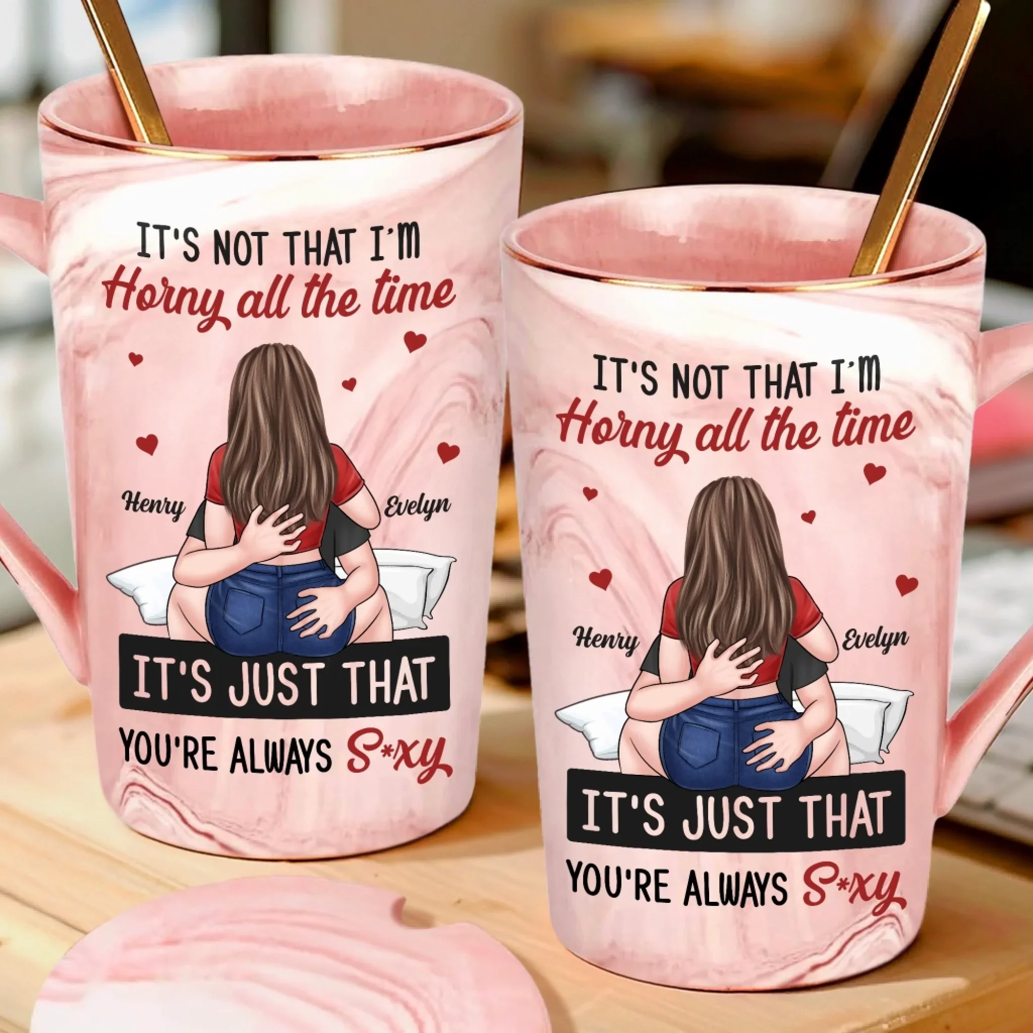 Always On My Mind - Couple Personalized Custom 14oz Marble Mug - Gift For Husband Wife, Anniversary