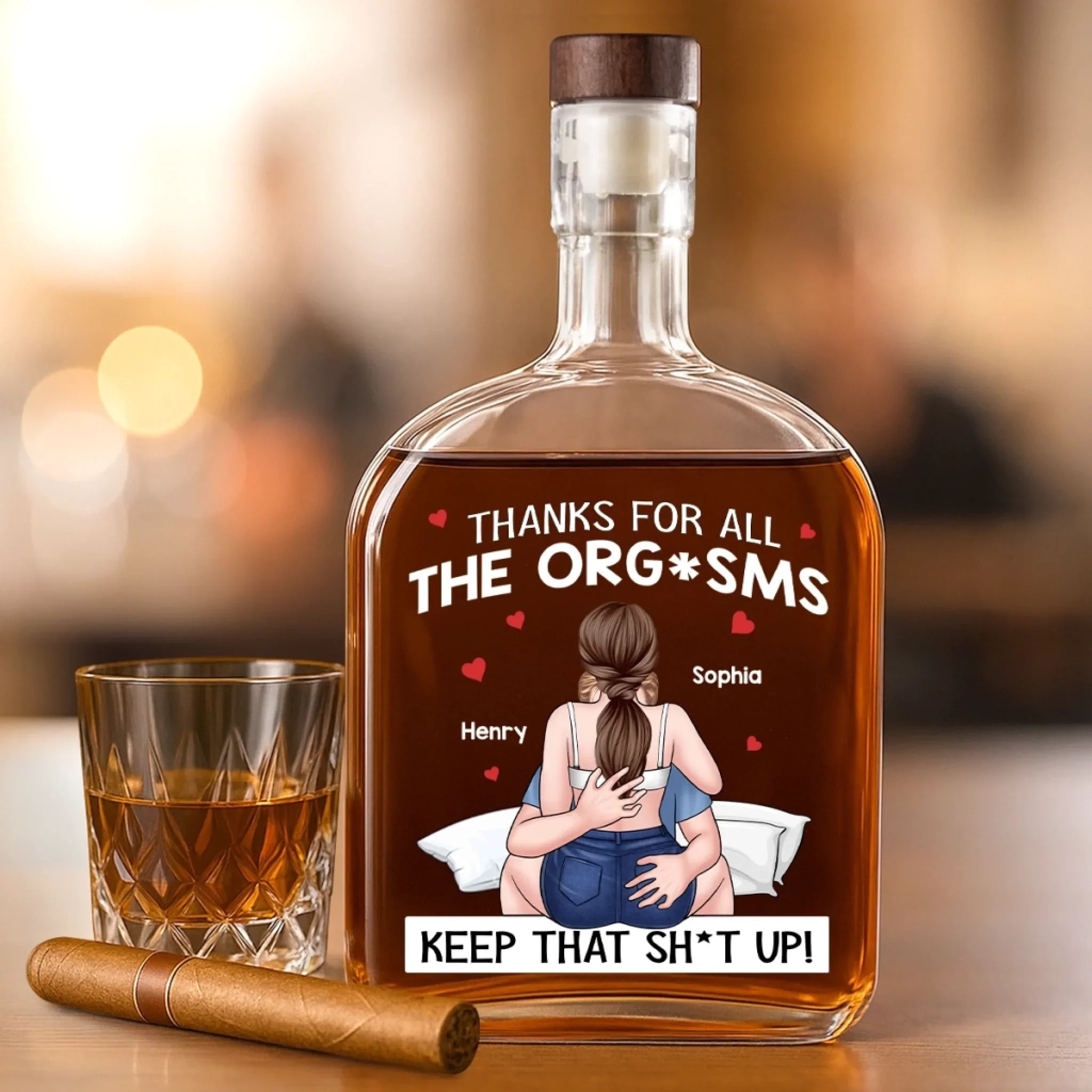 Cheers To The Wild Nights - Couple Personalized Custom Whiskey Bottle - Gift For Husband Wife, Anniversary