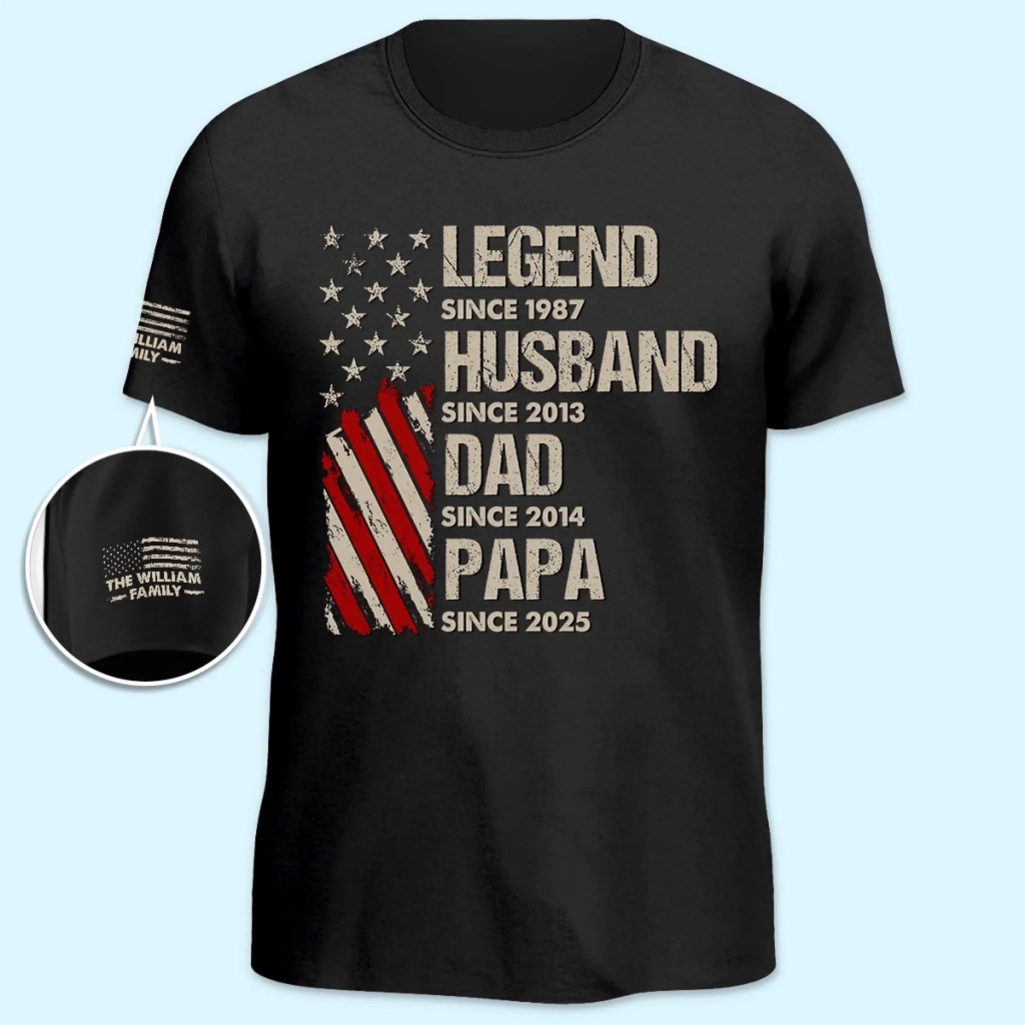 Life Of A True Man - Family Personalized Custom Unisex T-Shirt With Design On Sleeve - 4th Of July, Gift For Dad, Grandpa