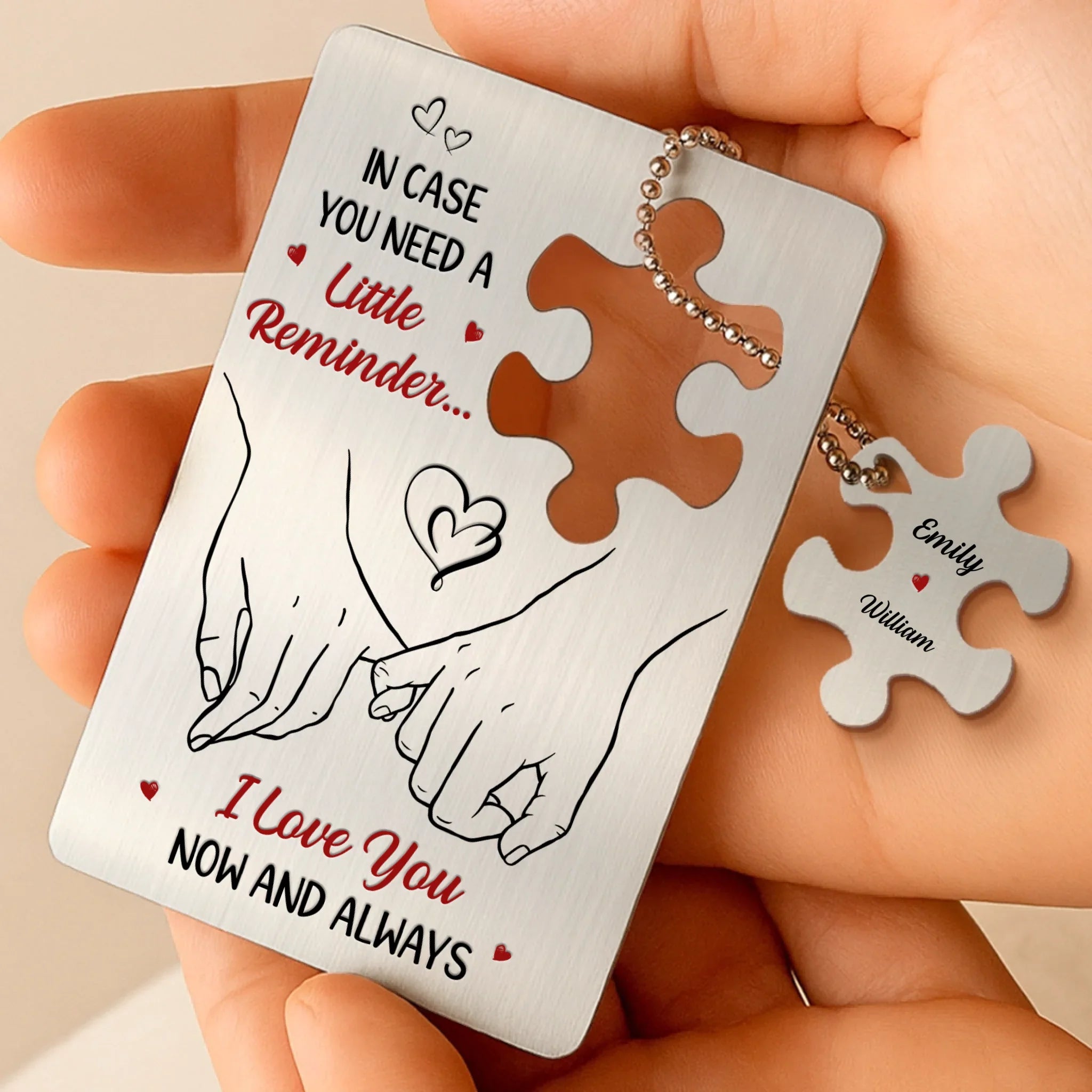 Growing Stronger, Loving Deeper - Couple Personalized Custom Metal Wallet Card With Charm - Gift For Husband Wife, Anniversary