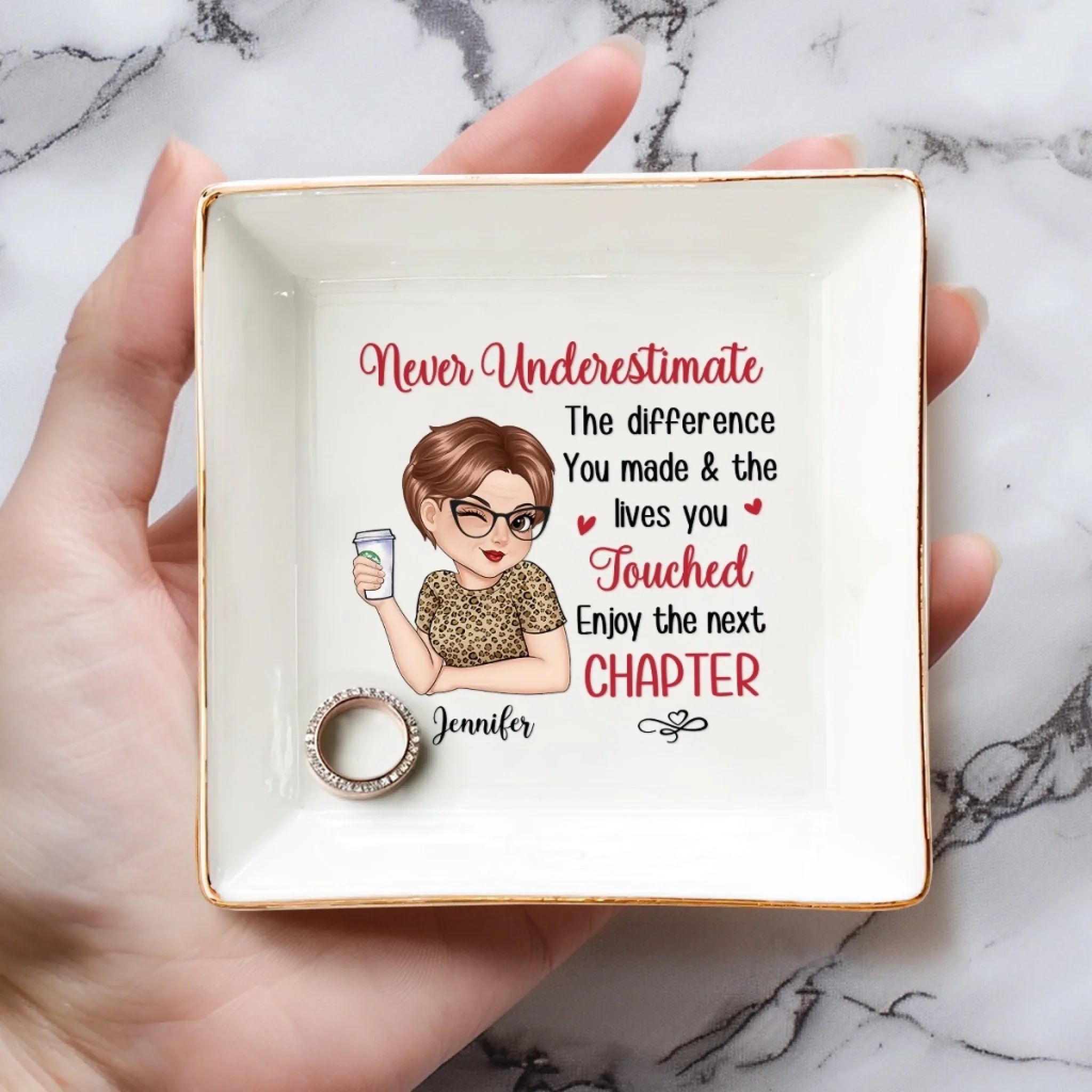 Chapter Closed, Legend Unlocked - Coworker Personalized Custom Jewelry Dish - Appreciation, Retirement Gift For Coworkers, Work Friends, Colleagues