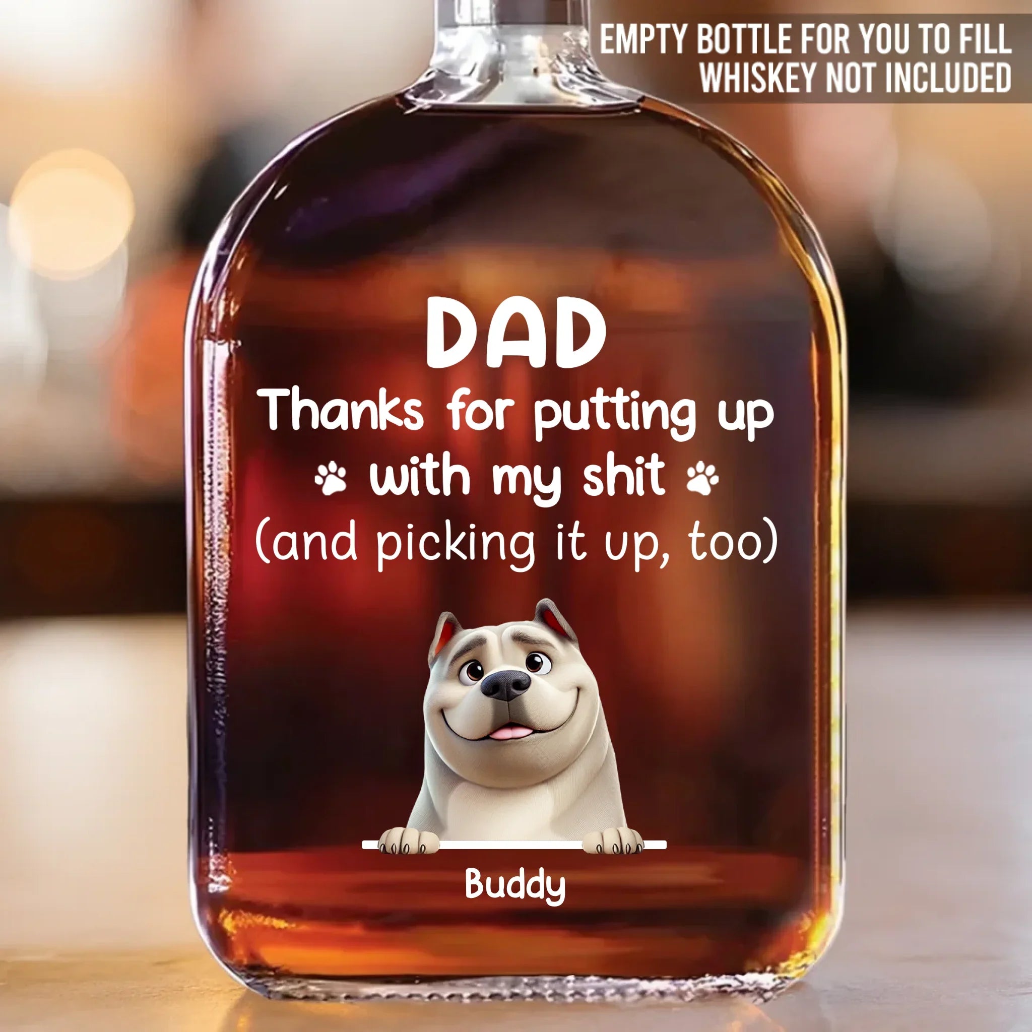 Only The Best Dads Handle The Worst Jobs - Dog Personalized Custom Whiskey Bottle - Gift For Pet Owners, Pet Lovers