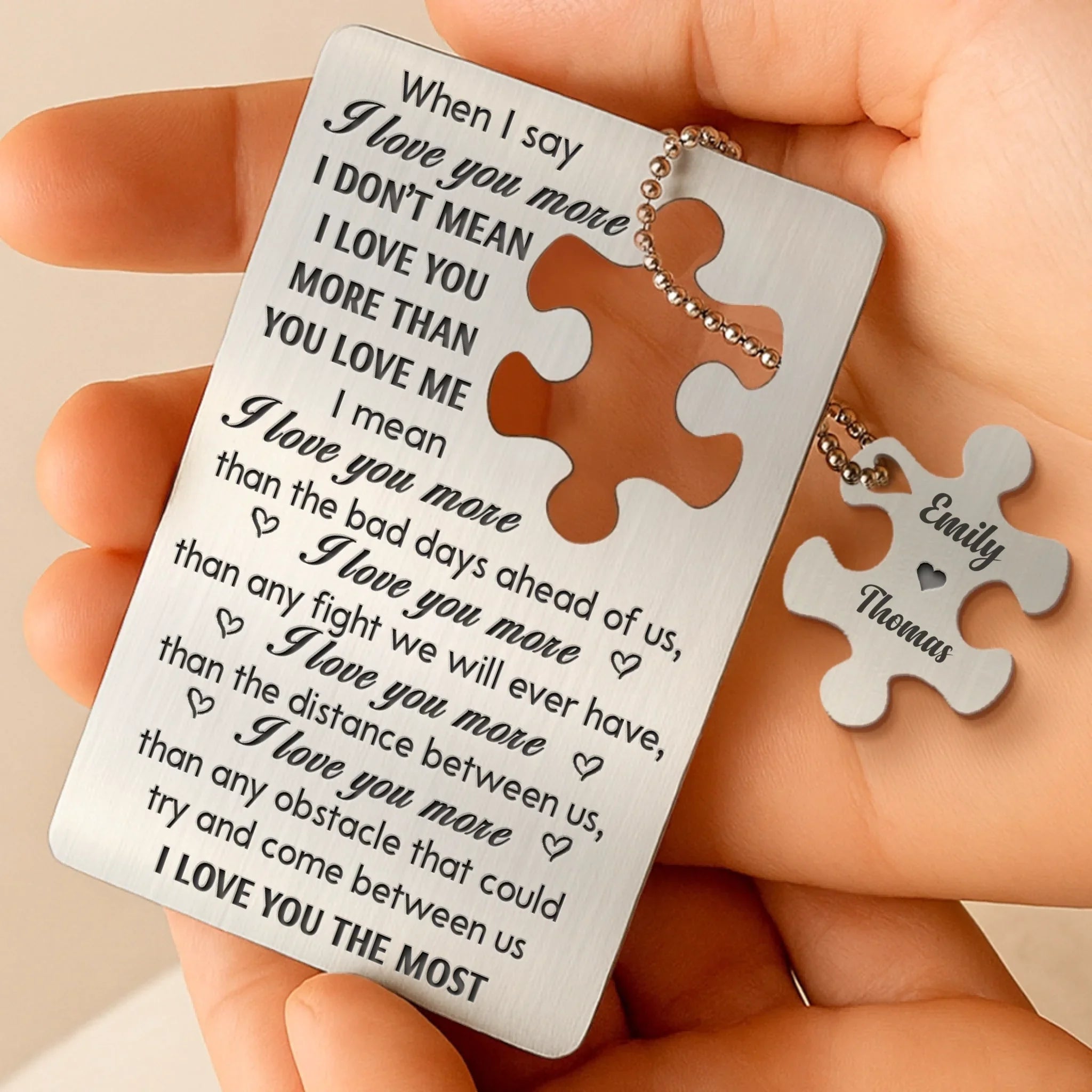 Love That Fits Perfectly - Couple Personalized Custom Metal Wallet Card With Charm - Gift For Husband Wife, Anniversary
